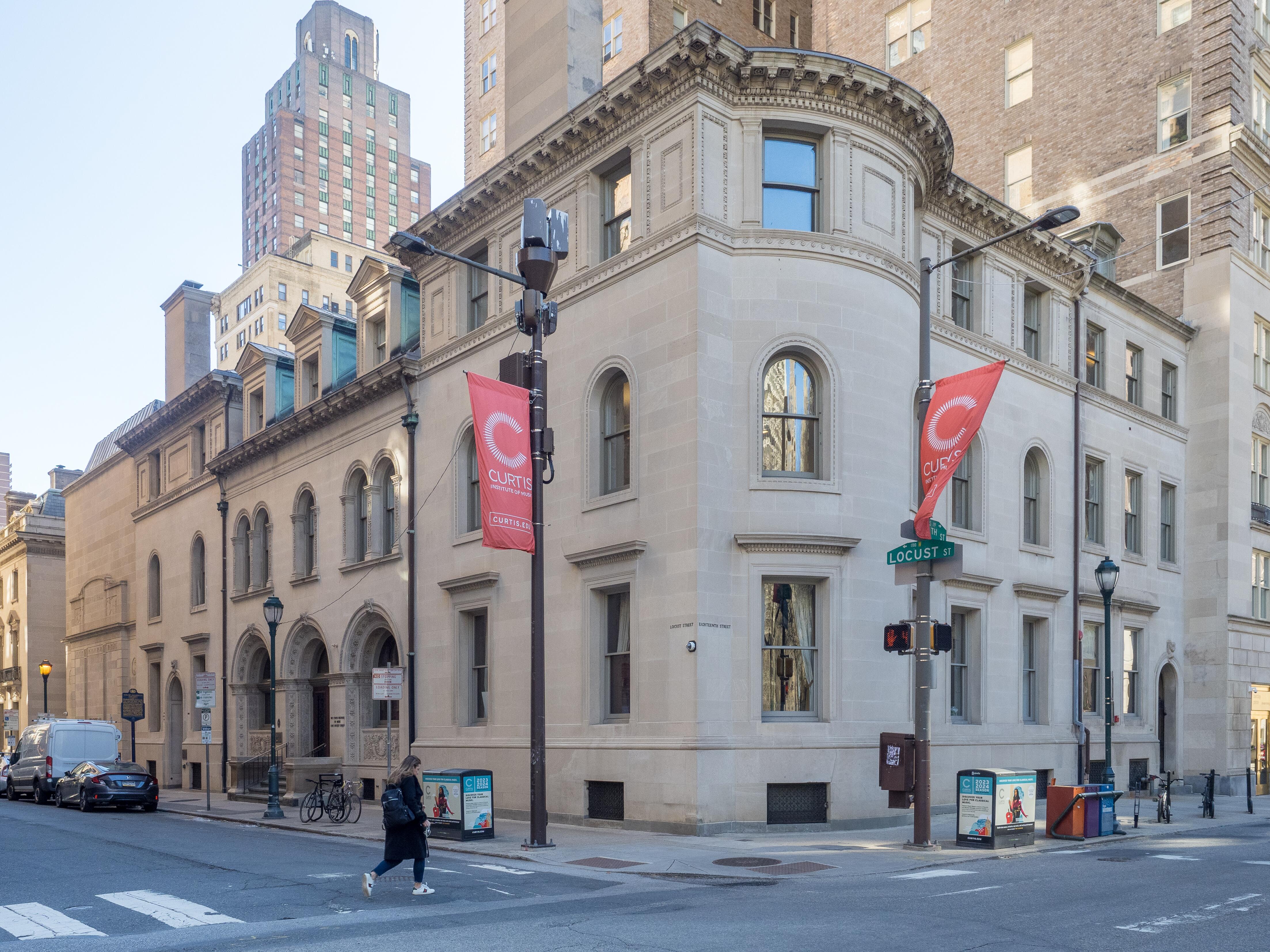 Exterior image of the Curtis Institute of Music in Philadelphia, Pennsylvania.