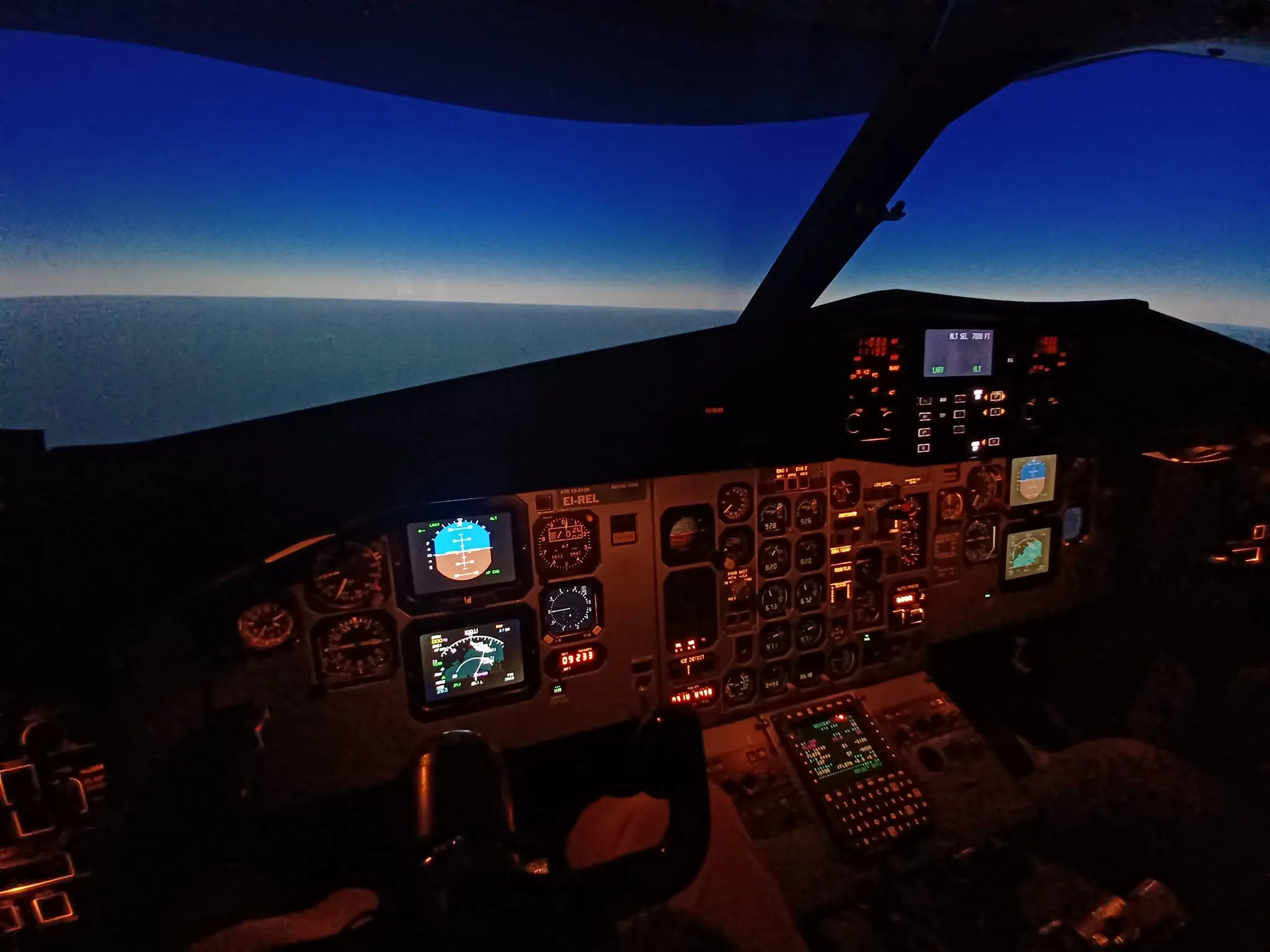 Image of the interior cockpit of a flight simulator