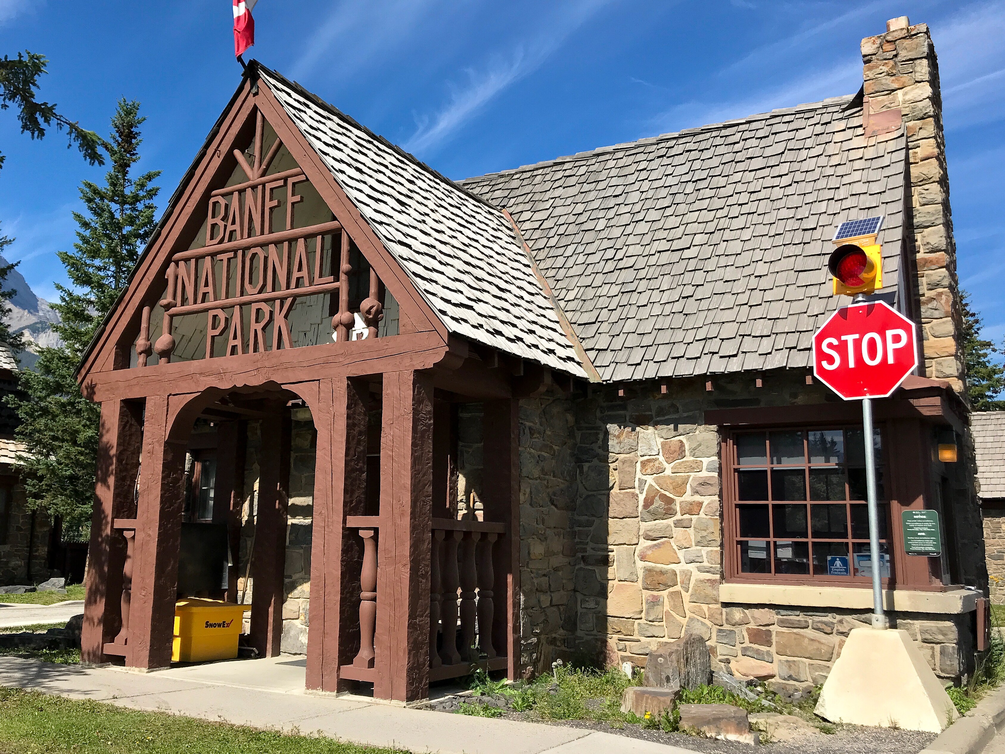 Building at the entrance to Banff National Park in Alberta.