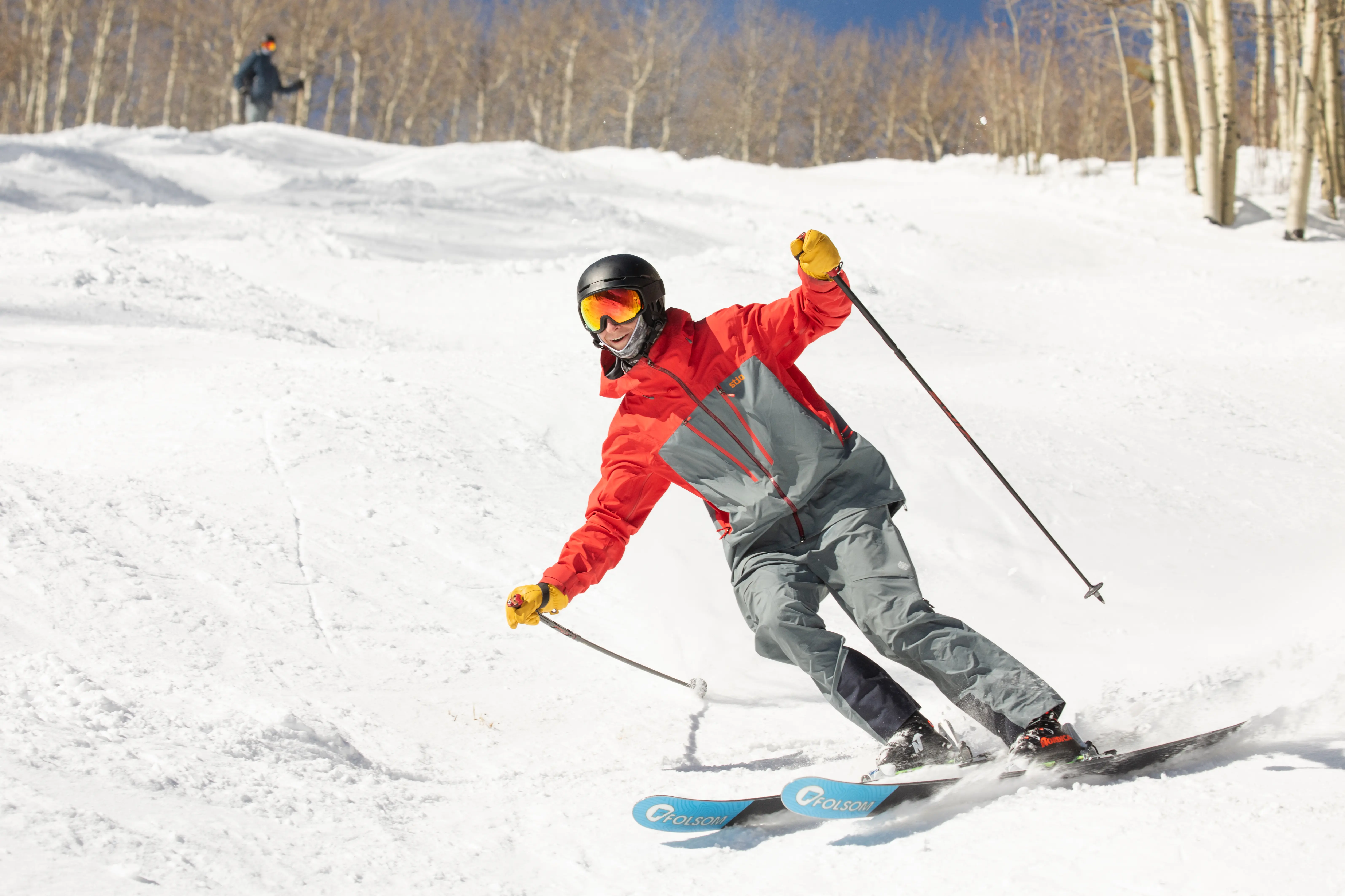 A skier hits the slopes at Sunlight