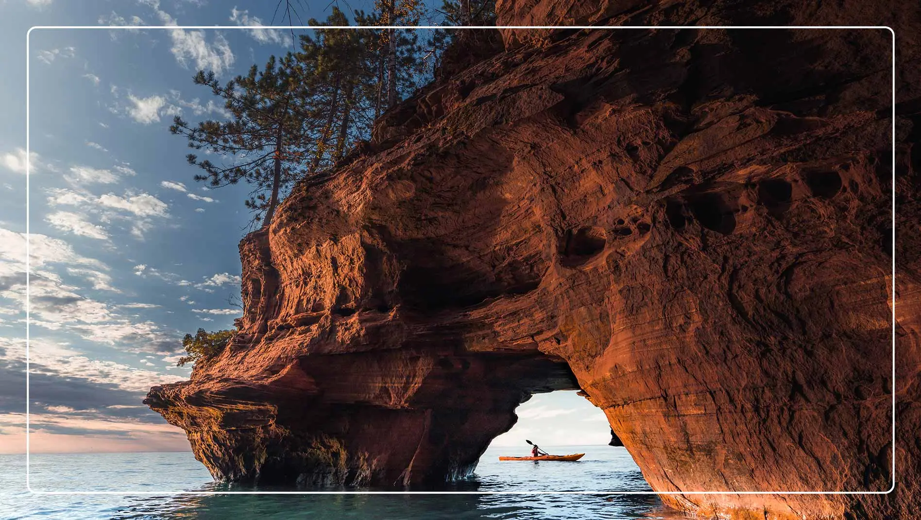A view of the water from a sea cave in the Apostle Islands