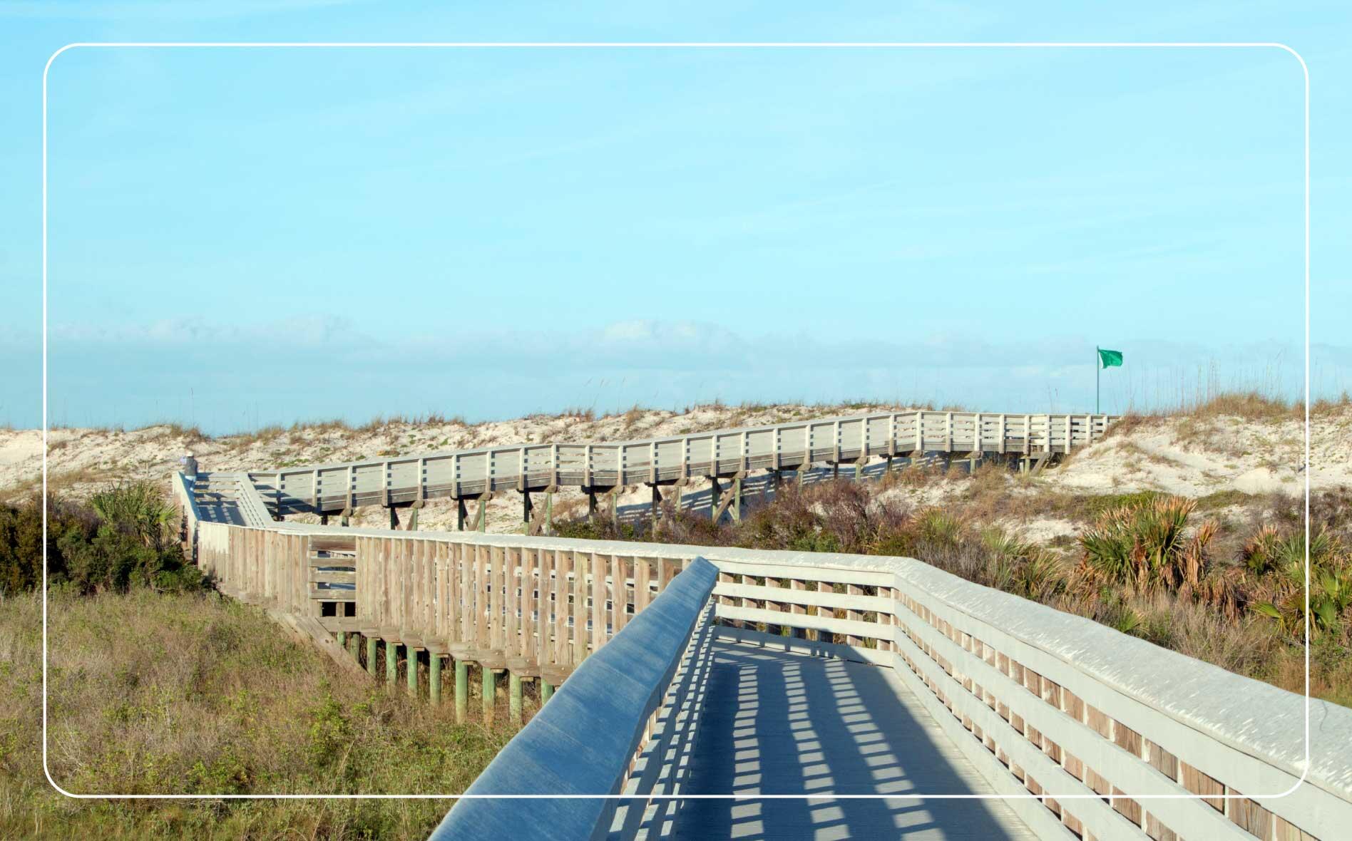 A boardwalk in Anastasia State Park.