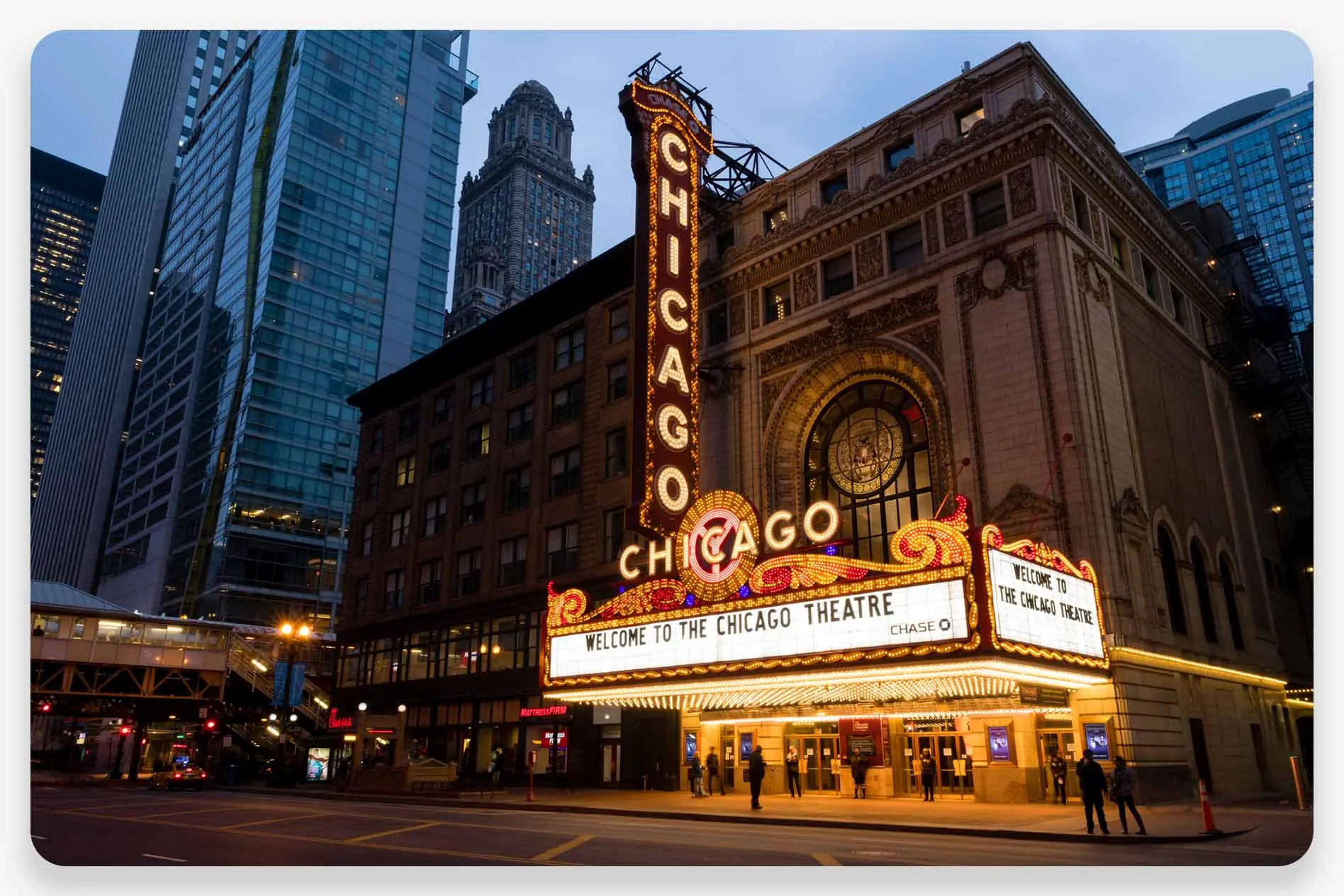 Outside view of the Chicago Theater