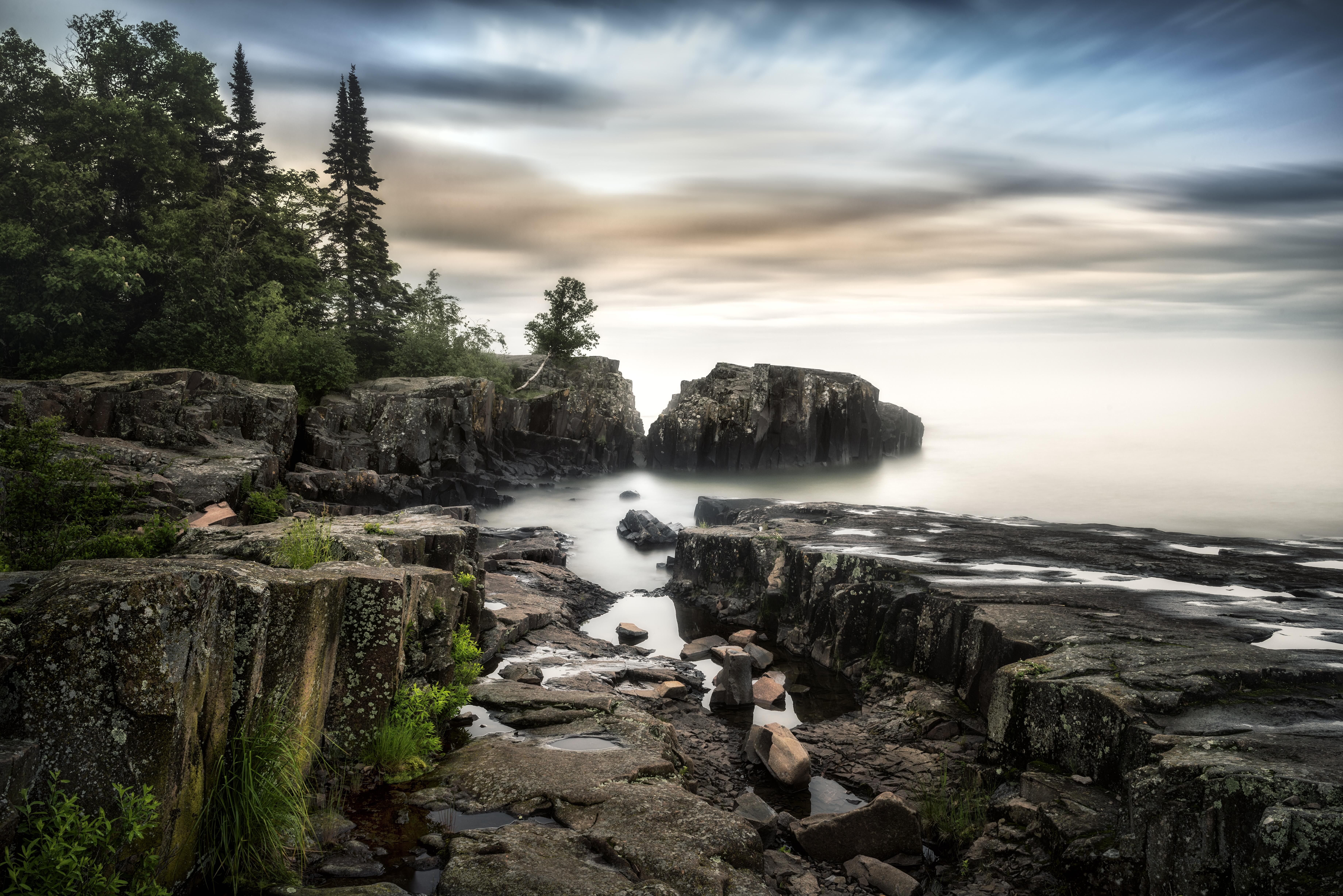 A long exposure image on the coast of Lake Superior, Minnesota.