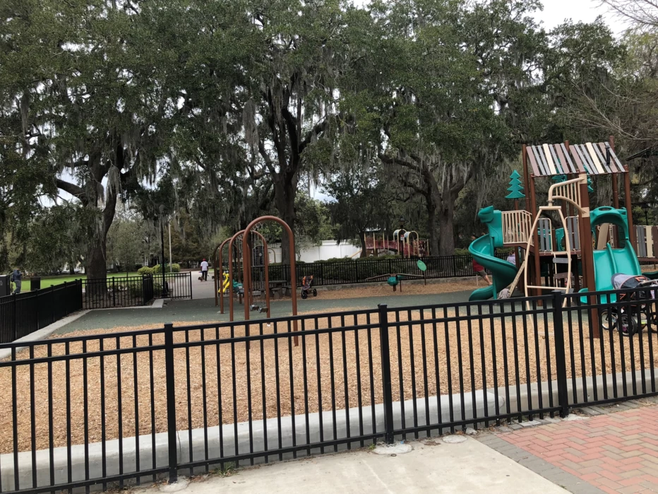 Forsyth Park, the well-known green space in the Savannah Historic District, features a fountain, playground and plenty of places to roam.