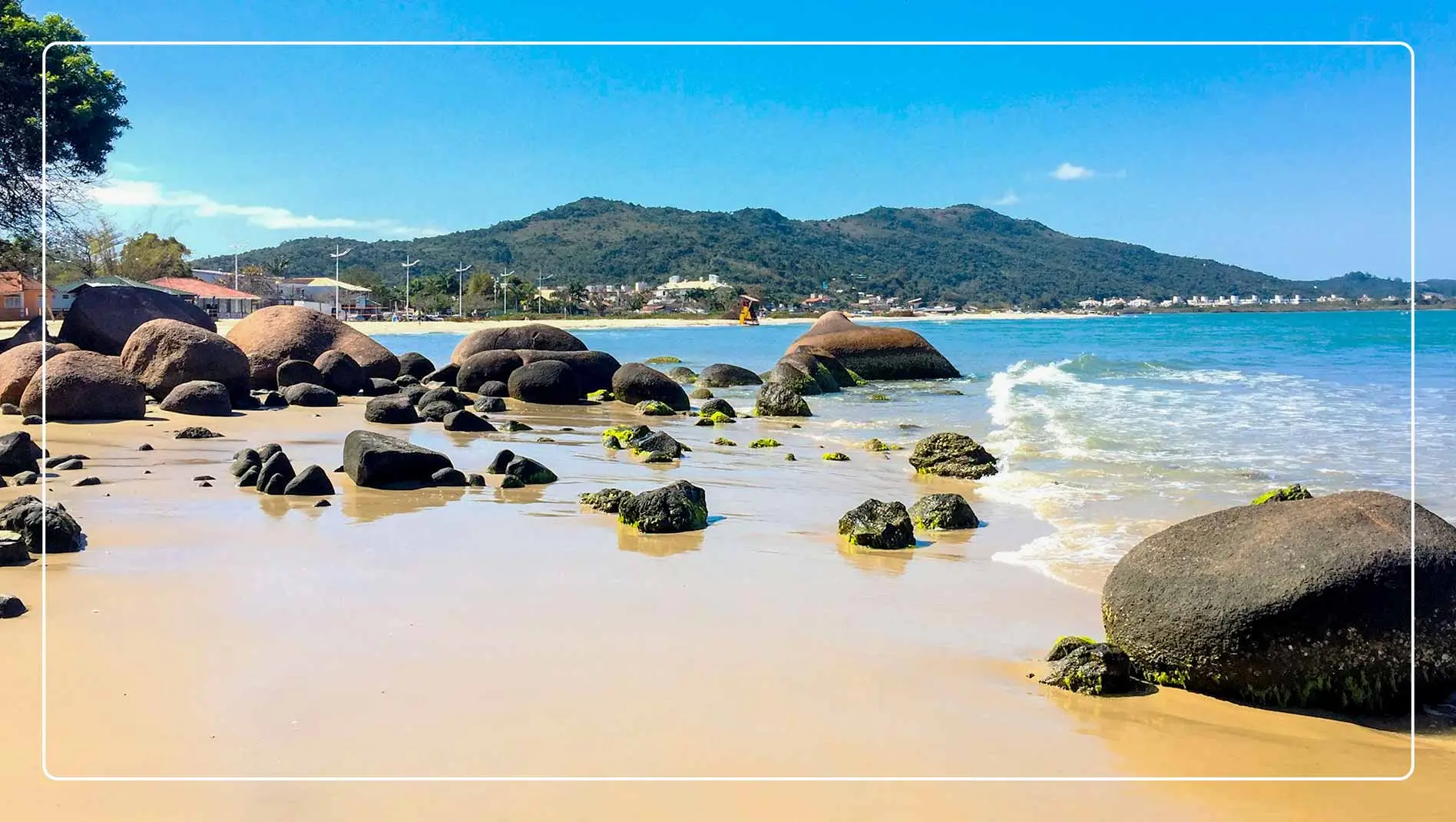 View of a sandy beach, Sao Sebastiao, Brazil.