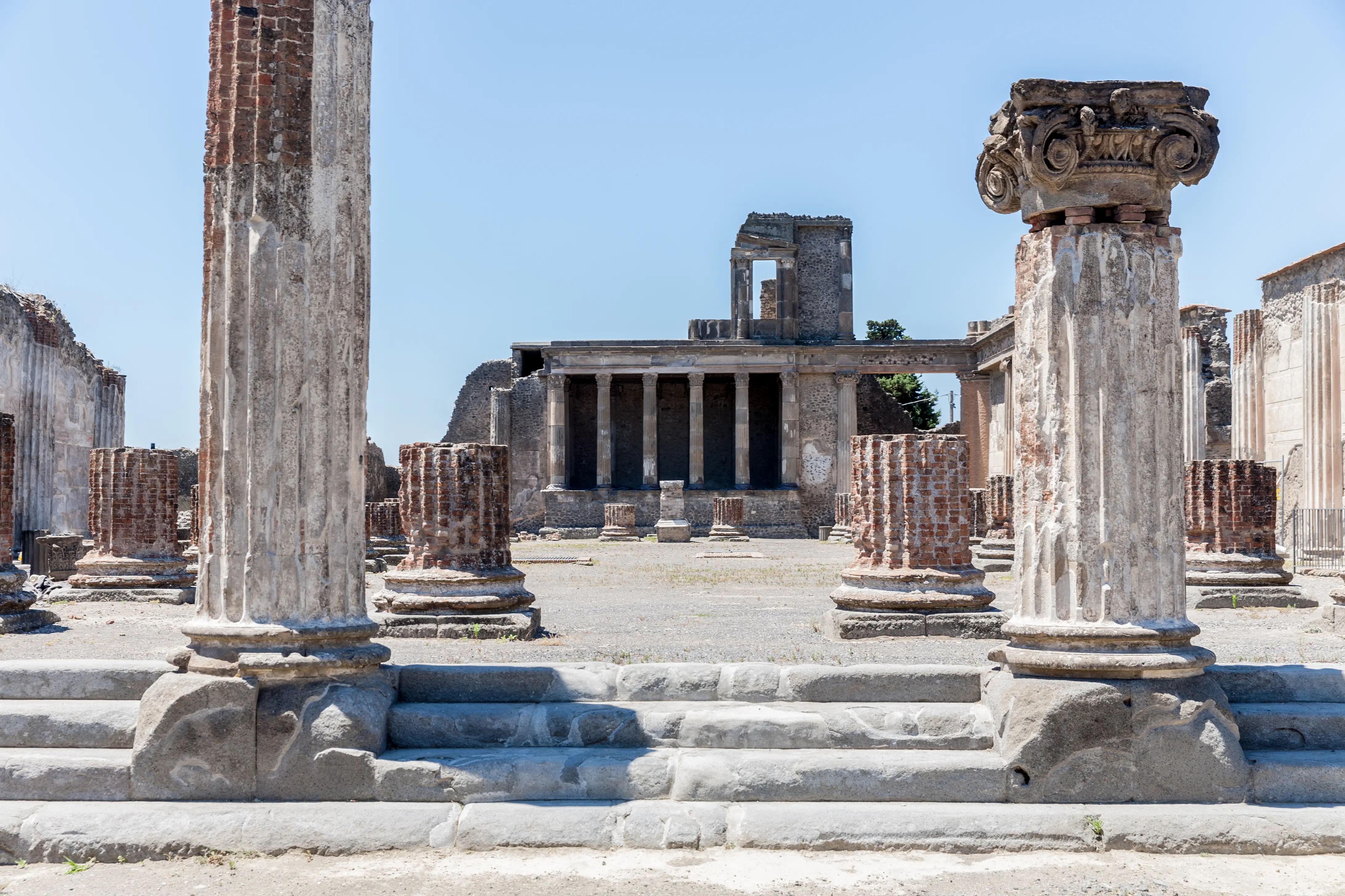 Outdoor scenic image of the ruins of Pompeii
