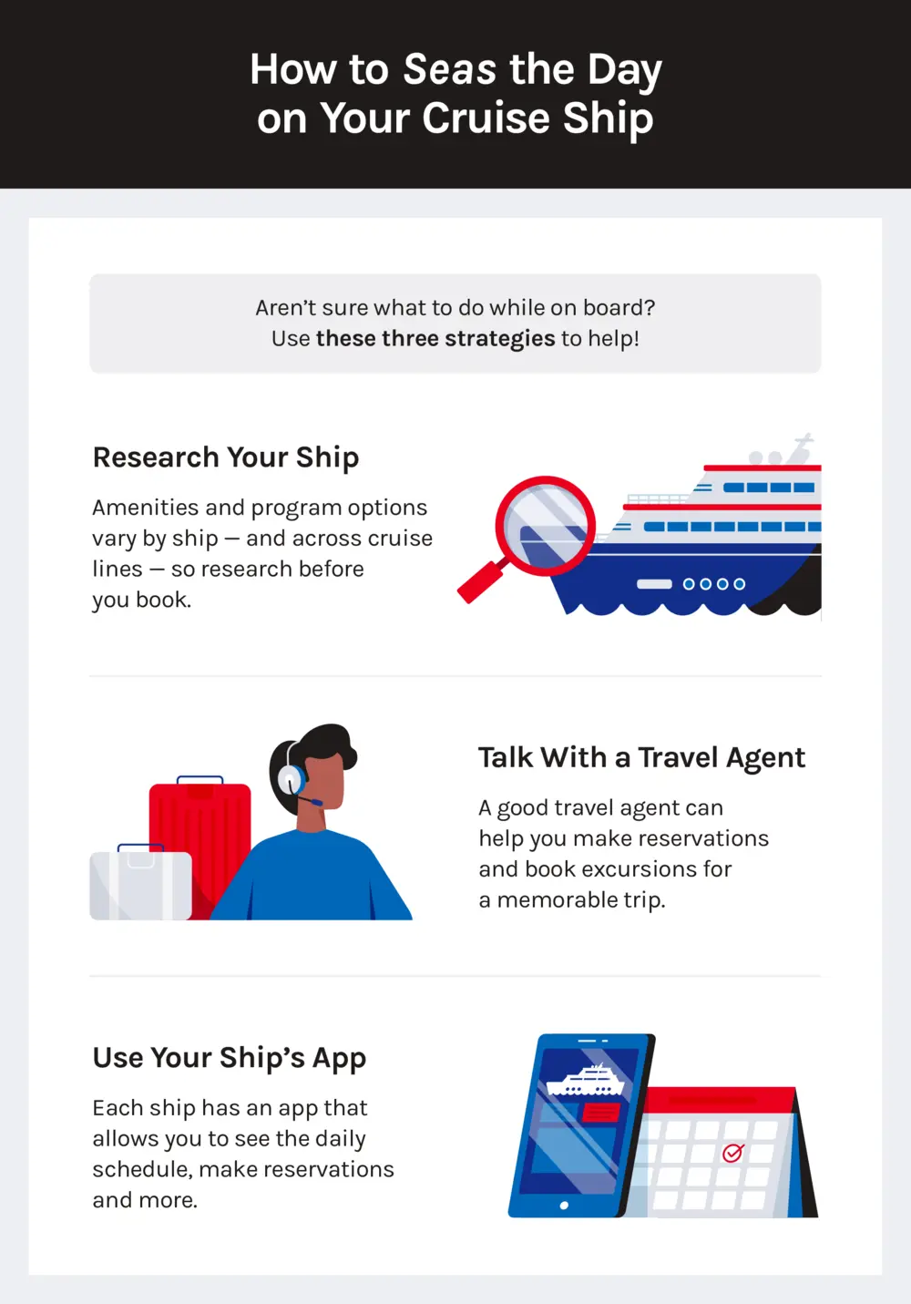 Strategies to find out things to do on a cruise