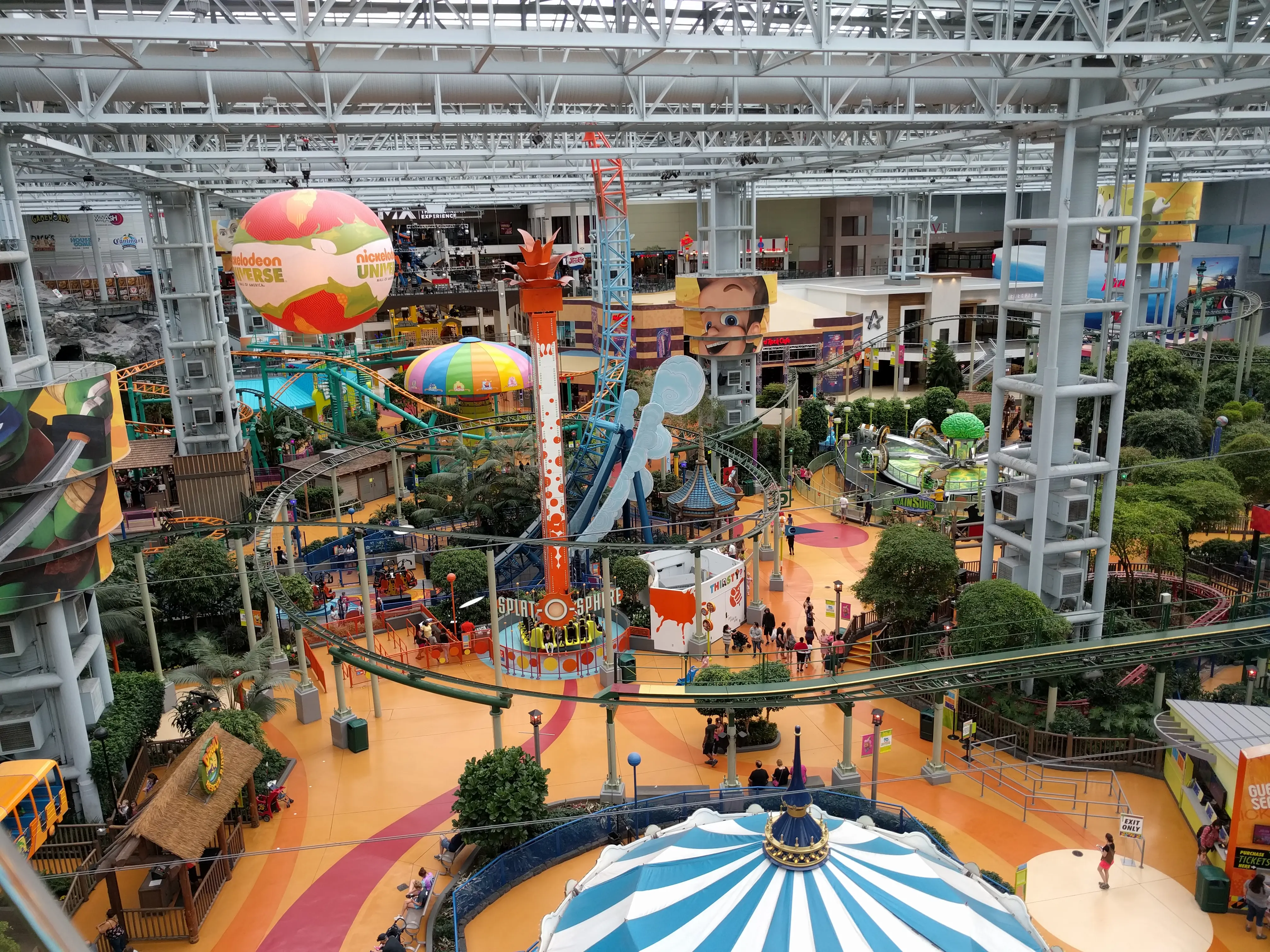 Image of the indoor Nickelodeon Universe theme park inside of Mall of America.