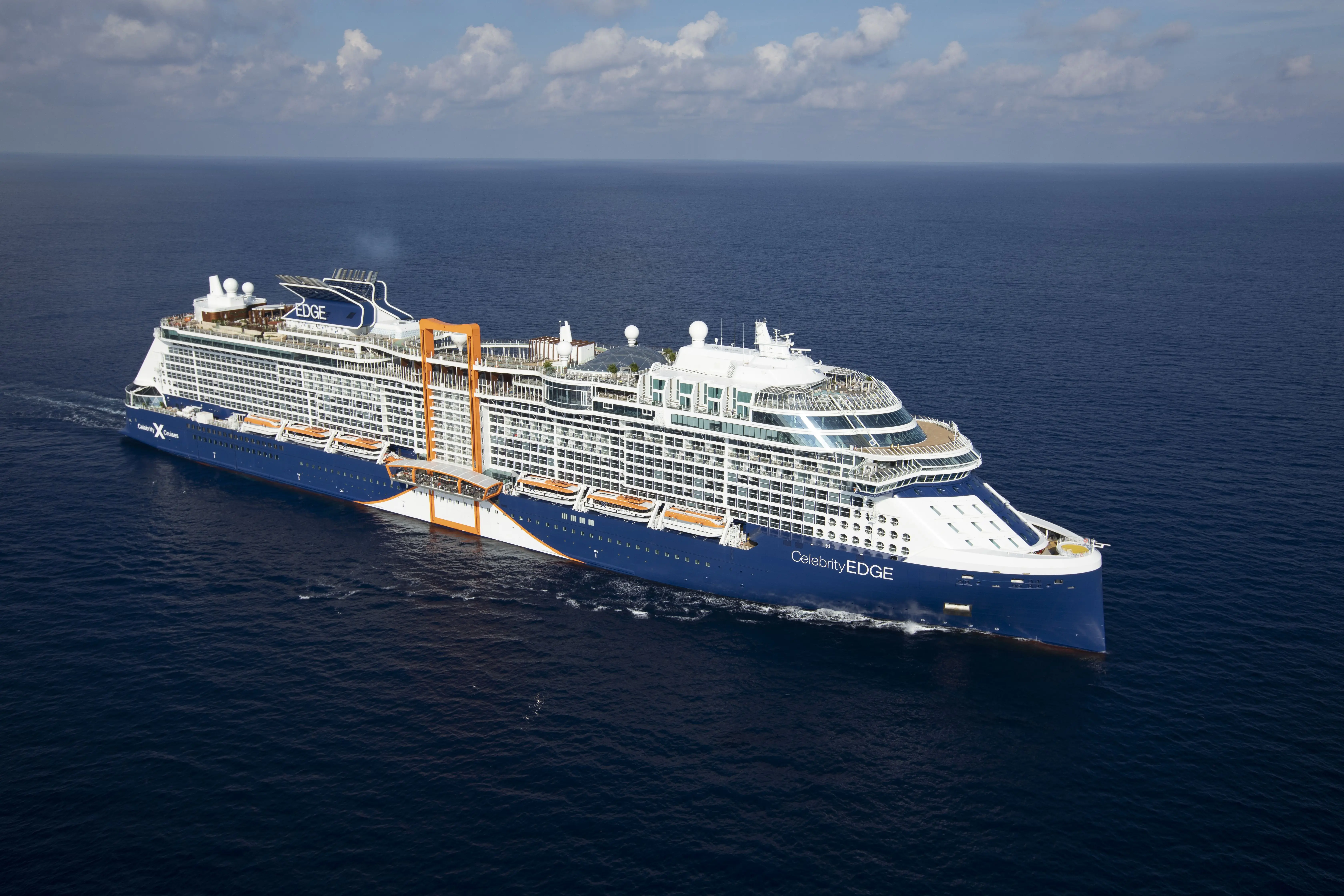 Aerial photo of the Celebrity cruise ship Edge in the Bahamas.