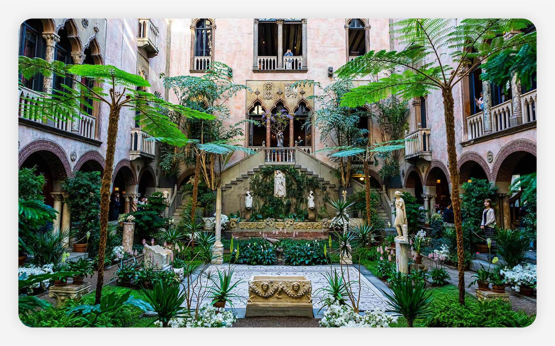 Interior of Isabella Stewart Gardner Museum in Boston, Massachusetts.