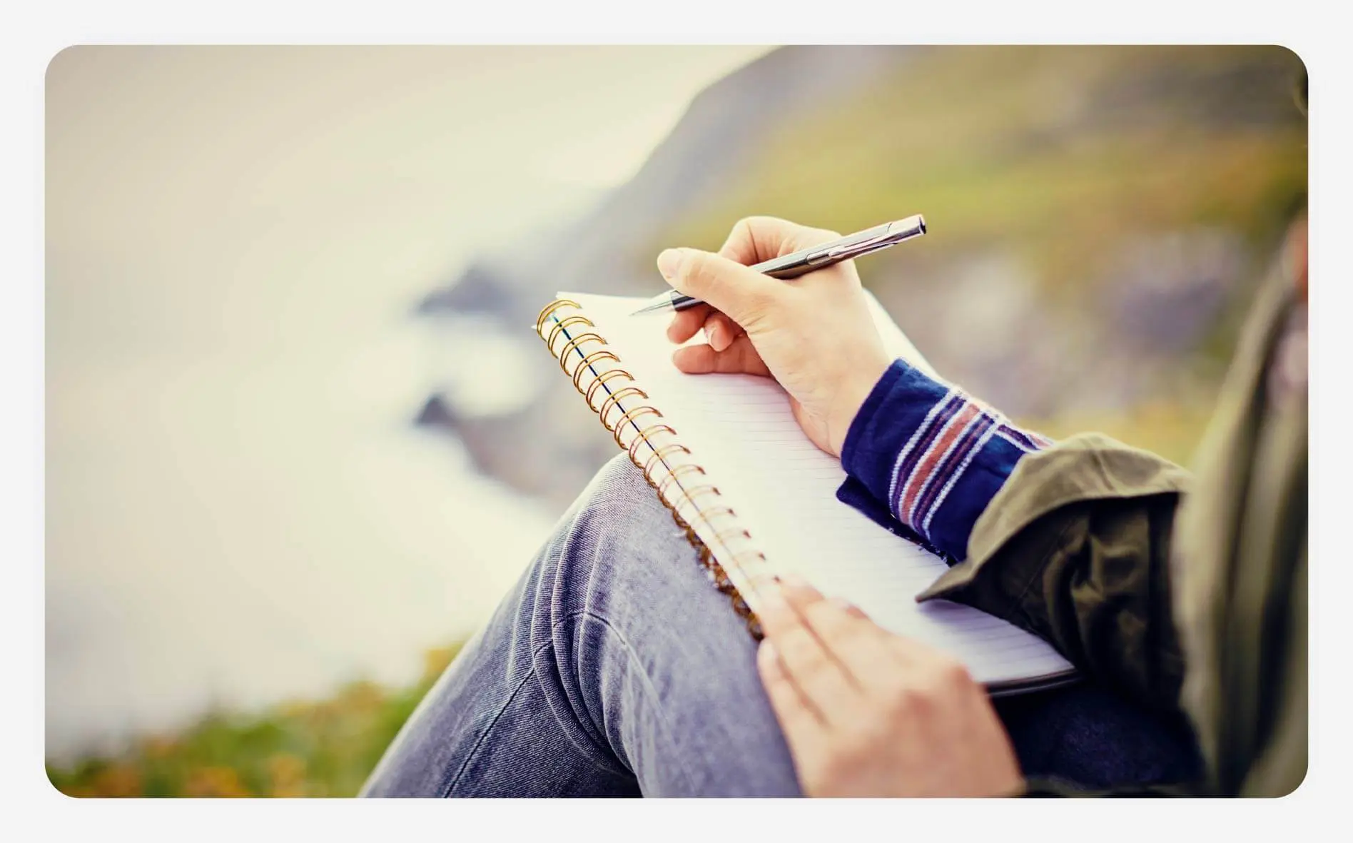 Woman traveling and writing in a journal