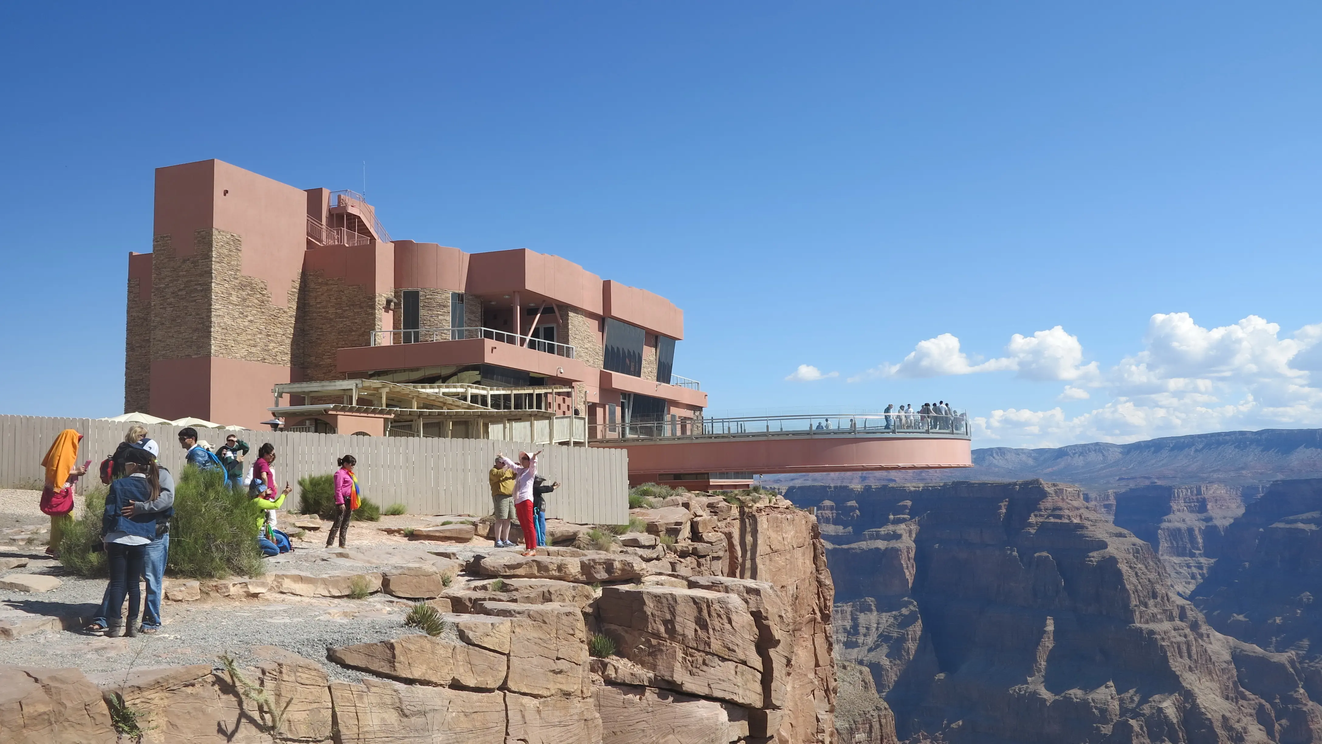 Image of the Grand Canyon Skywalk at eagle point in Arizona near the Colorado River, on the edge of a side canyon in the Grand Canyon West.