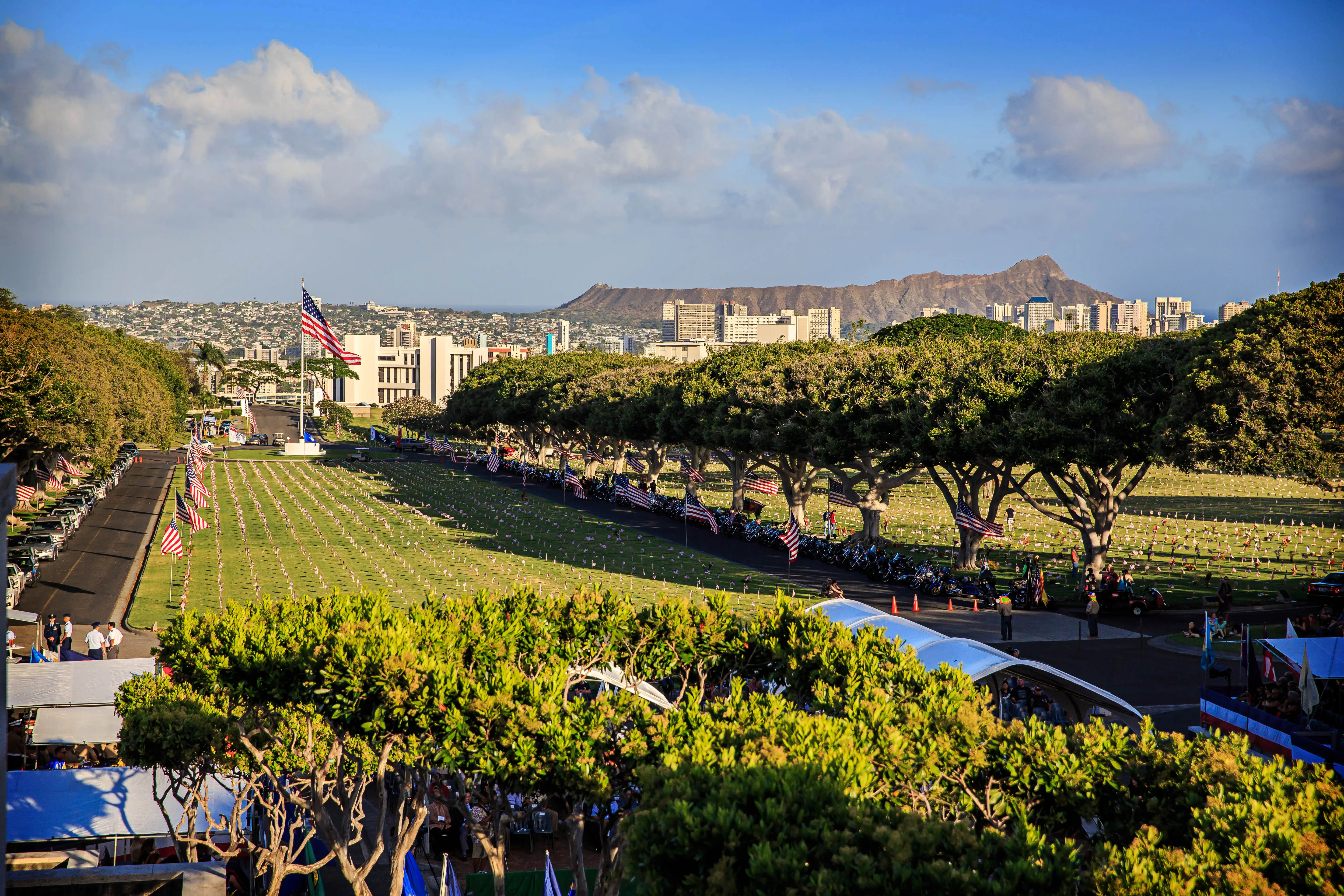 Outdoor picture of the National Memorial Cemetery of the Pacific in Honolulu, Hawaii.