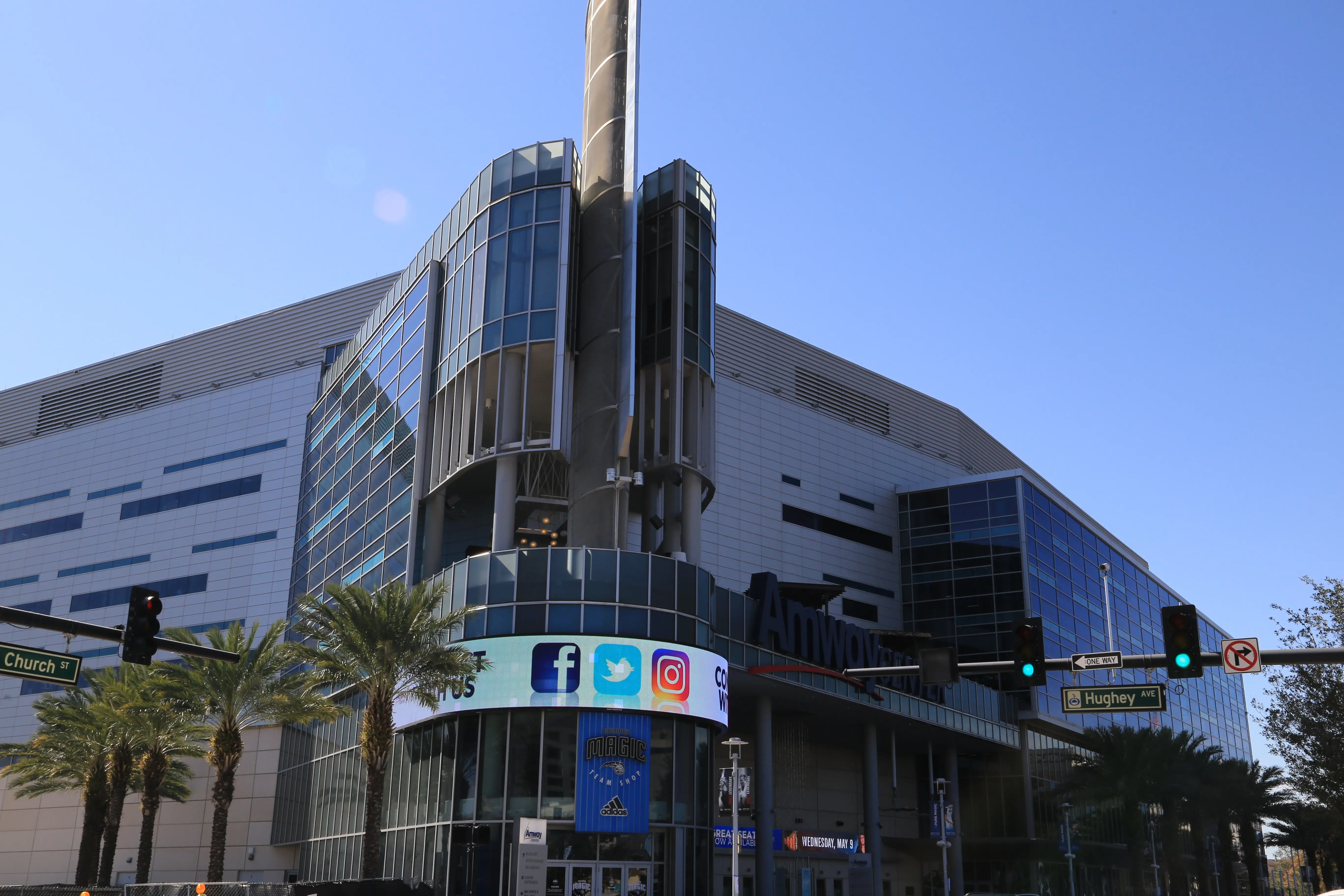 Image of the former Amway Arena in Orlando, Florida. Currently the Kia Center, home to the NBA Orlando Magic basketball team.