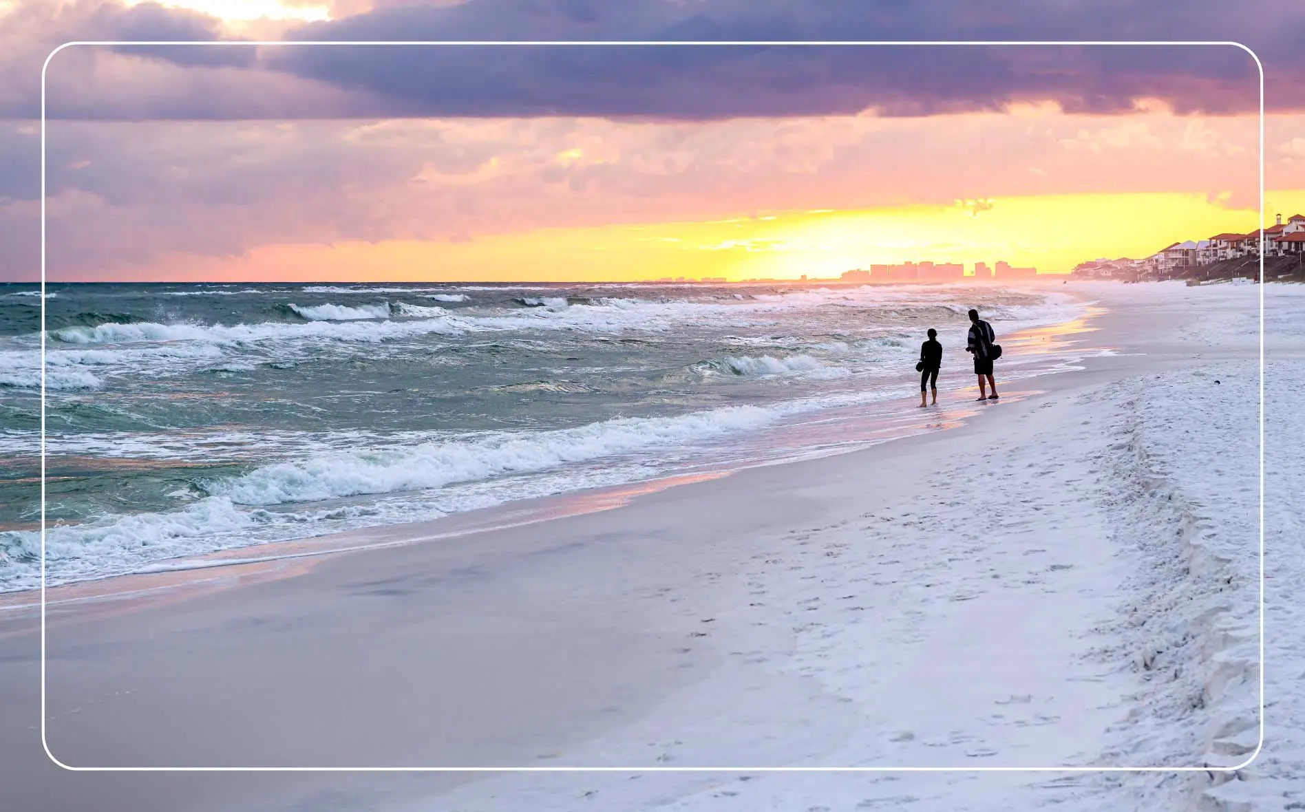 The coastline at sunset on Santa Rosa Beach.