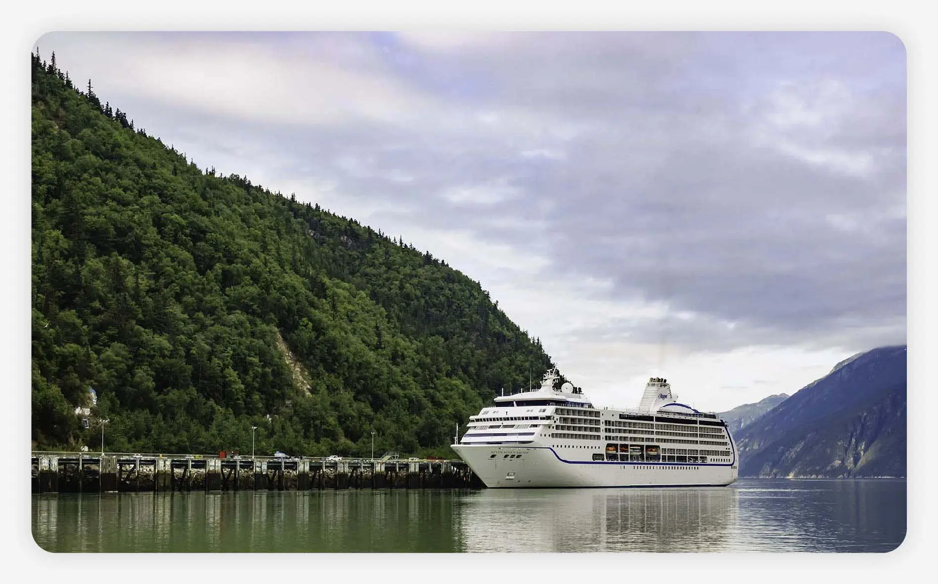 Regent Seven Seas cruise at a port of call in Alaska