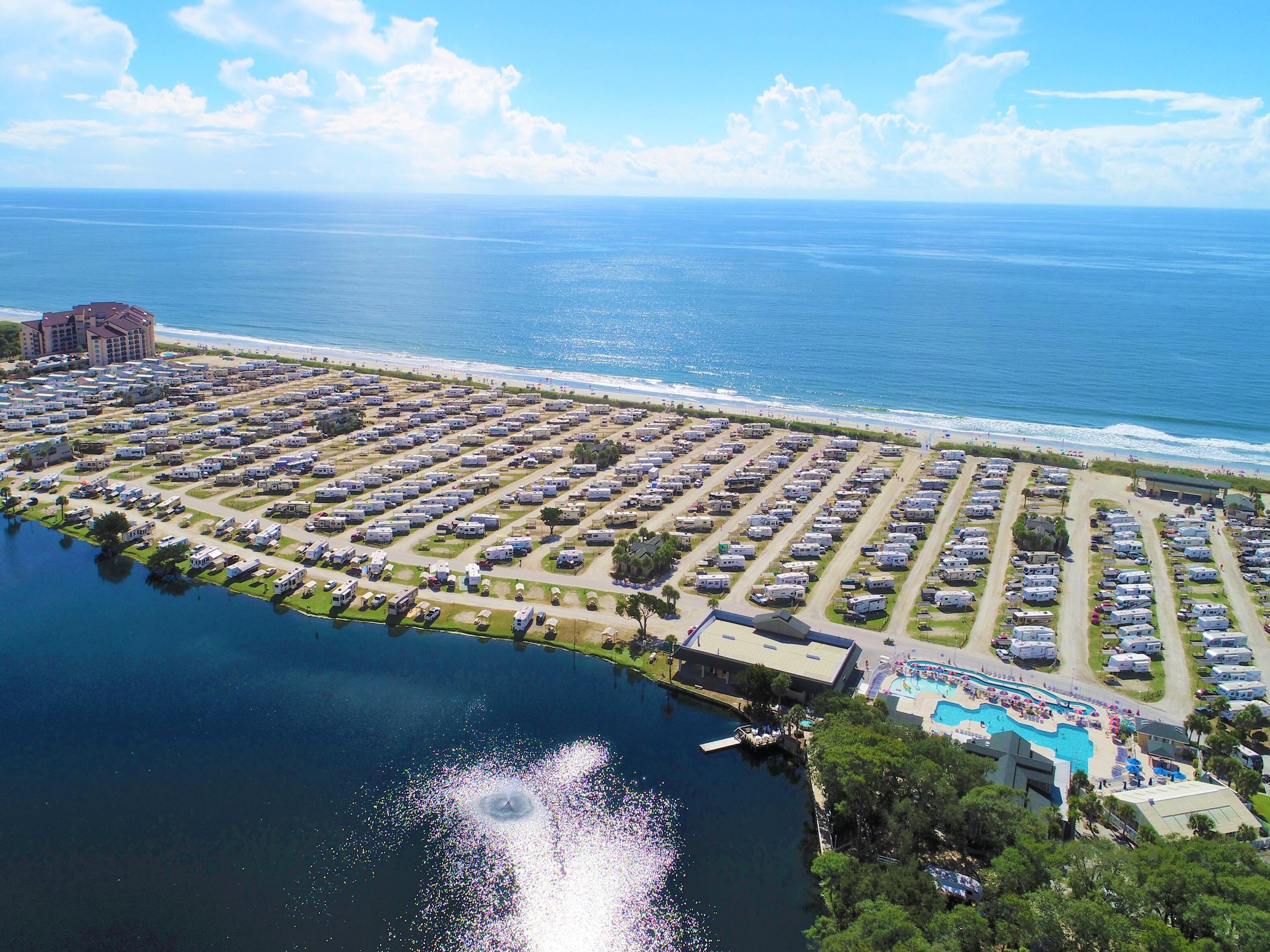 Campground and views at Myrtle Beach Travel Park, South Carolina