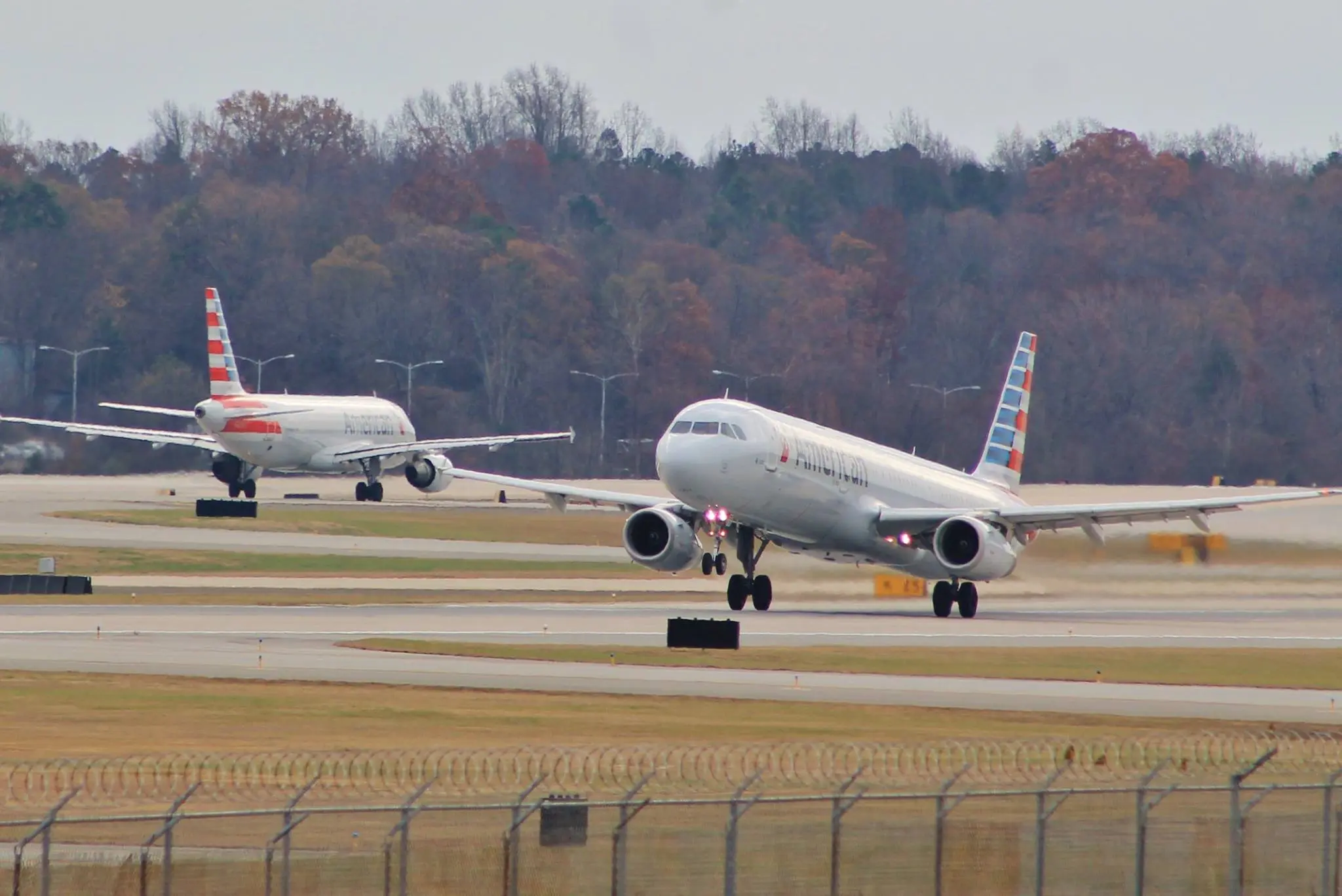 Outdoor picture of planes taking off