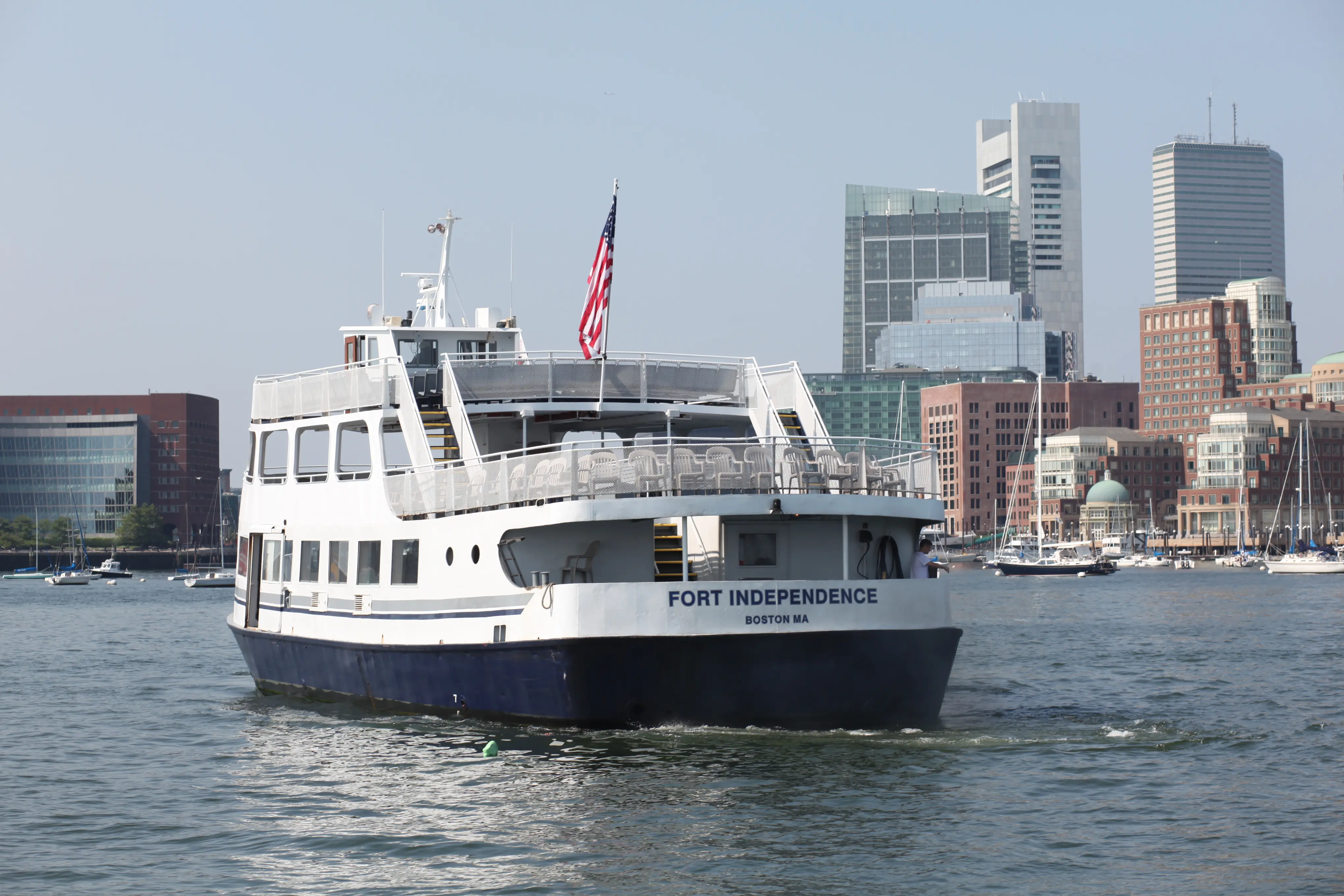 Image of a ferry boat in Boston Harbor.