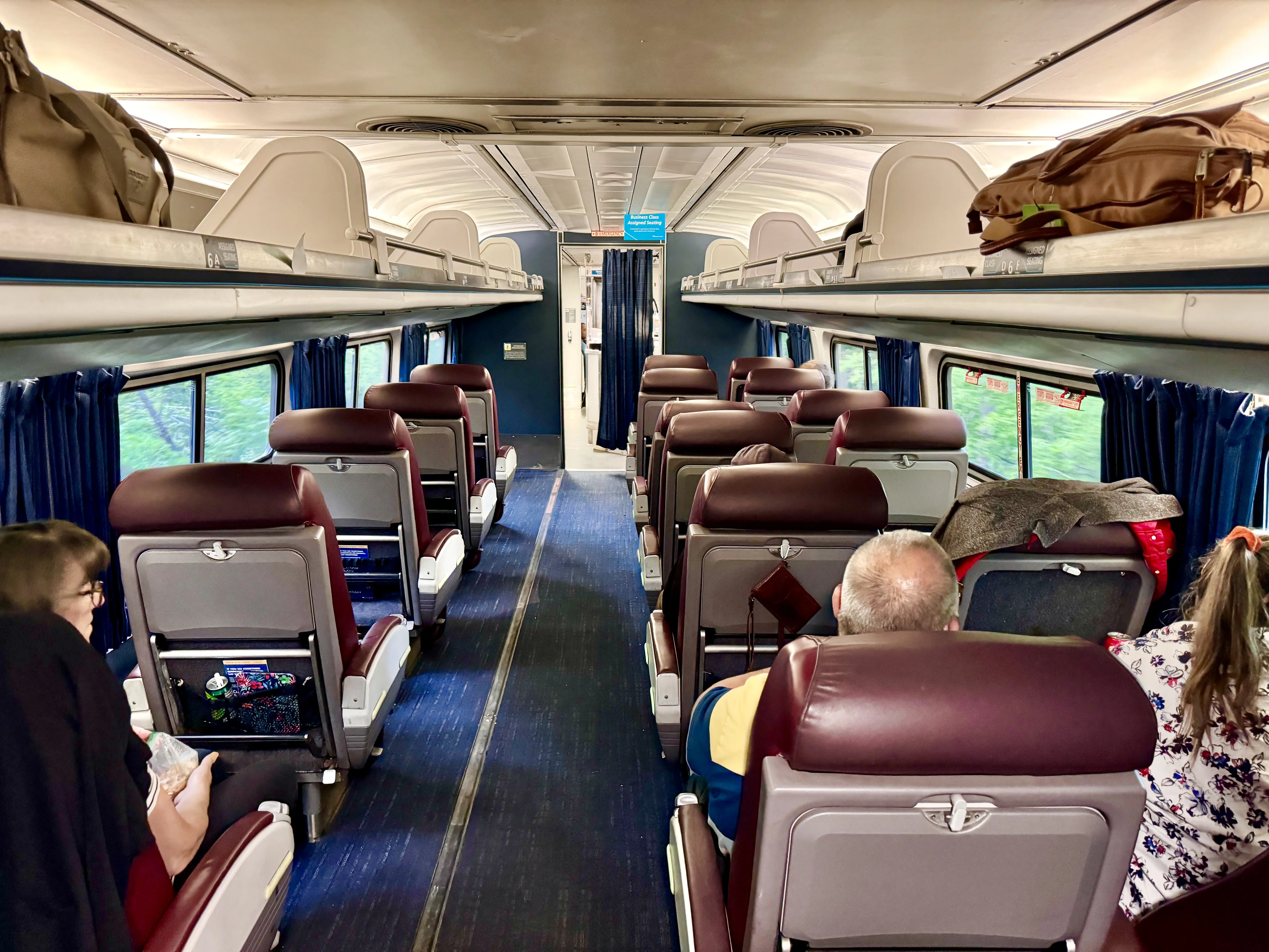 Image of the business class seats aboard the Amtrak Vermonter train.