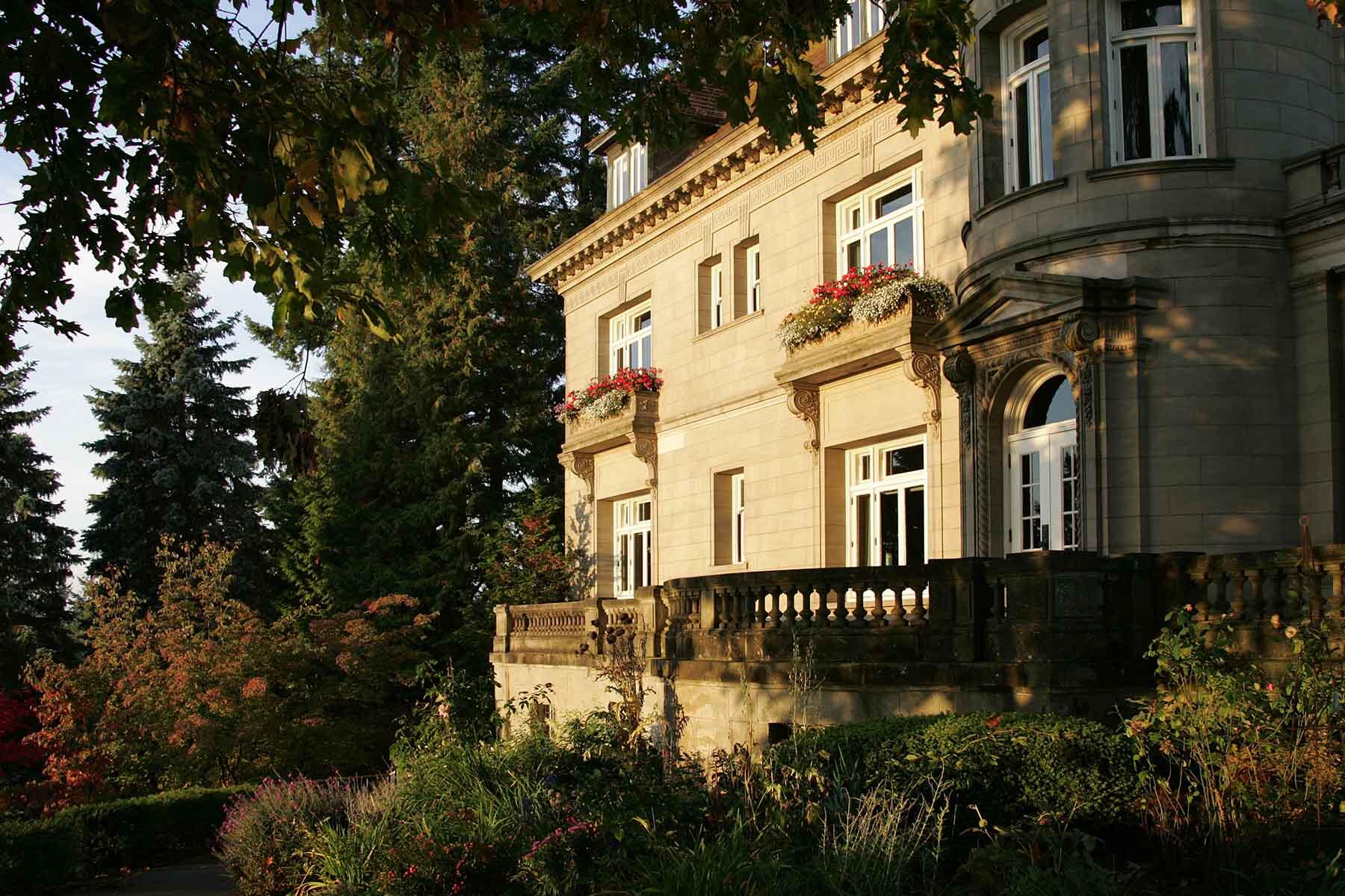 A side view of the Pittock Mansion in Portland