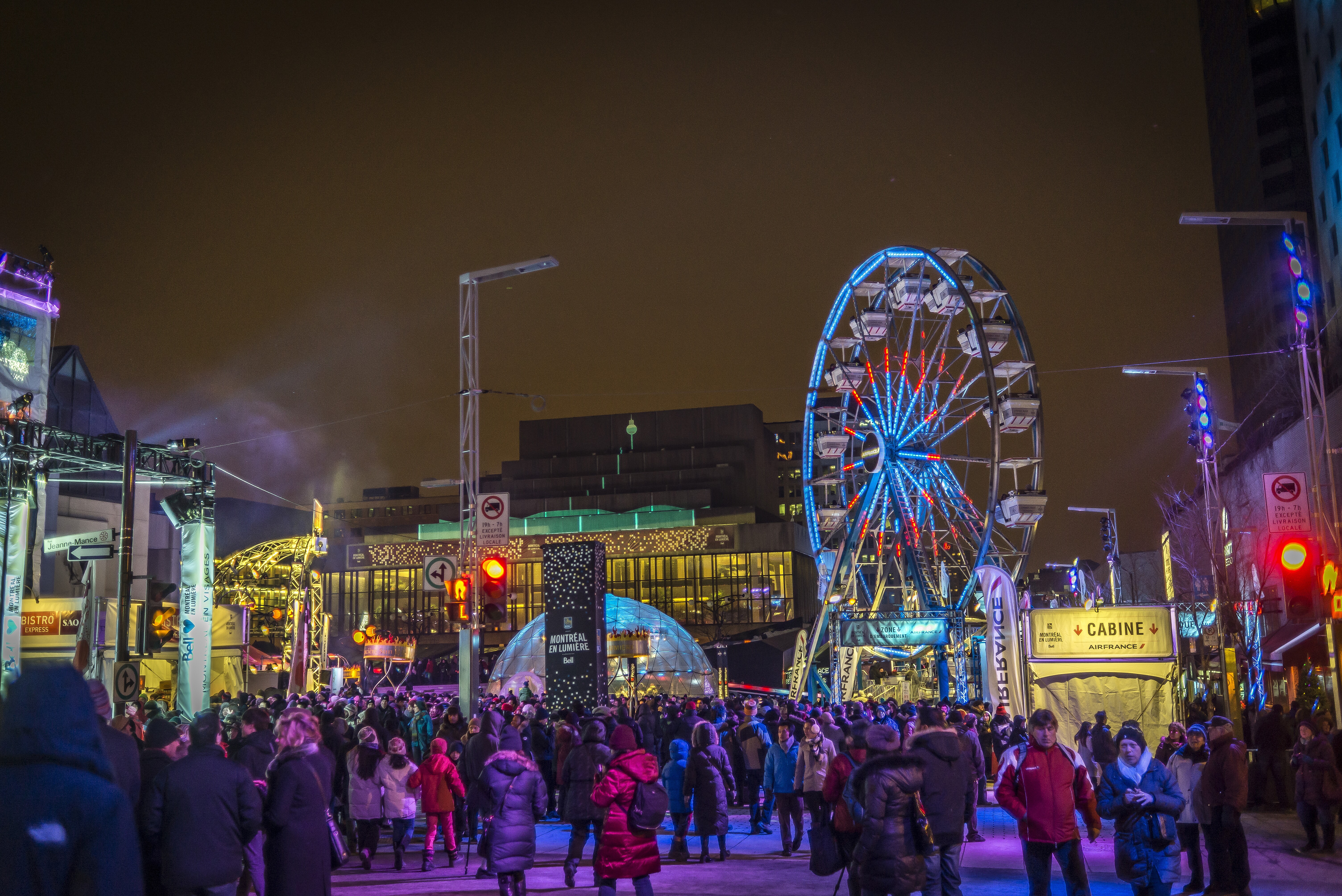 Folks gather at the Montreal En Lumiere in Feburary.
