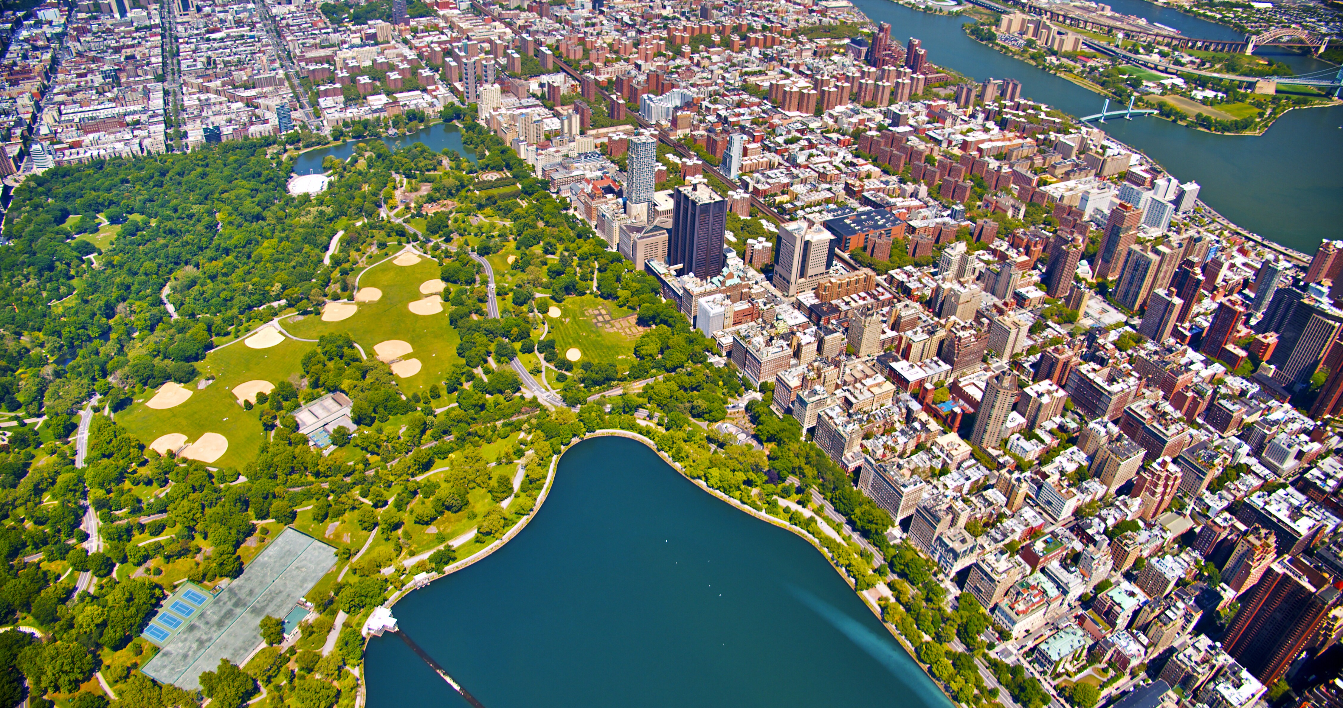 Aerial image of New York City and Central park, upper East side.
