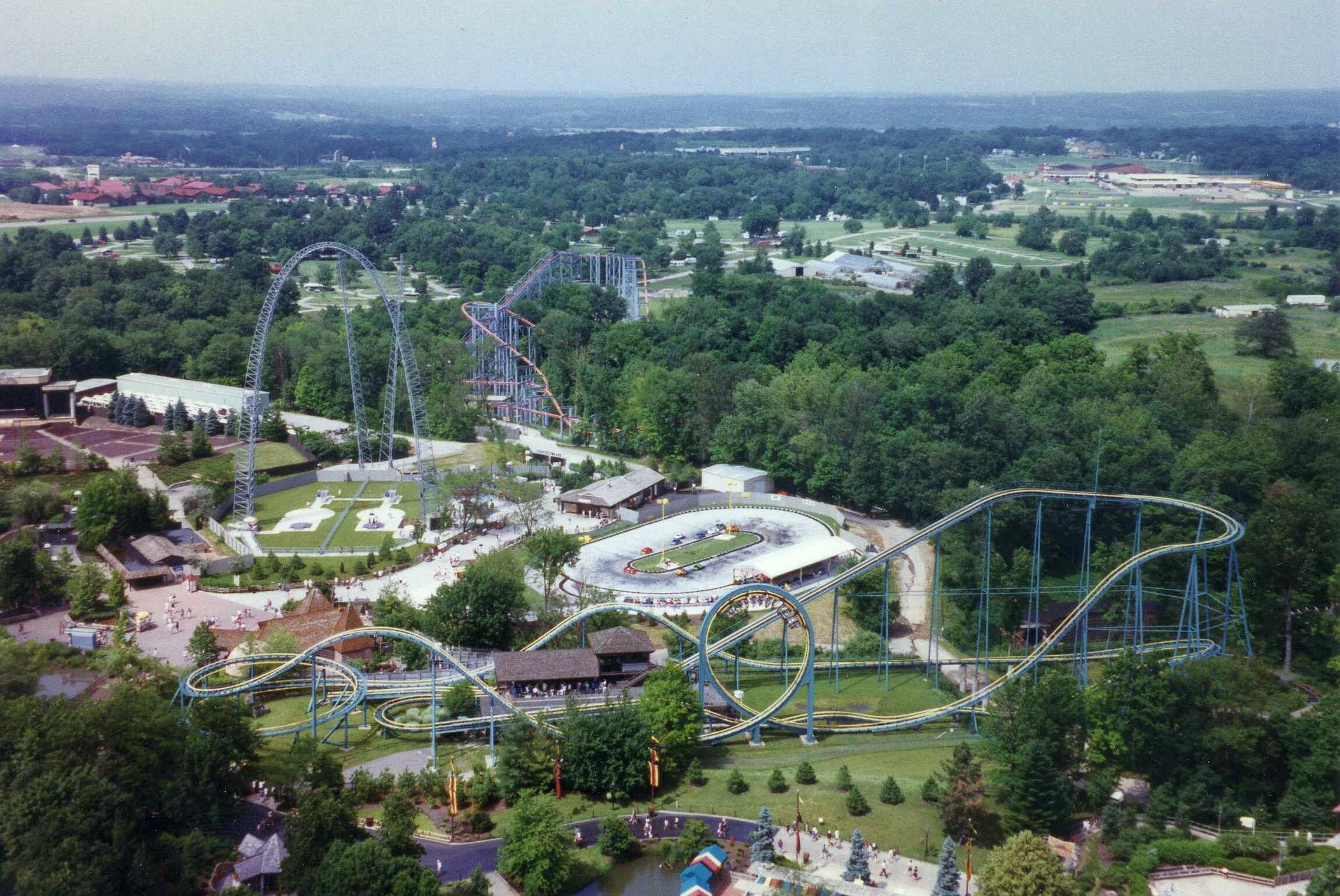 Aerial image of Kings Island amusement park.