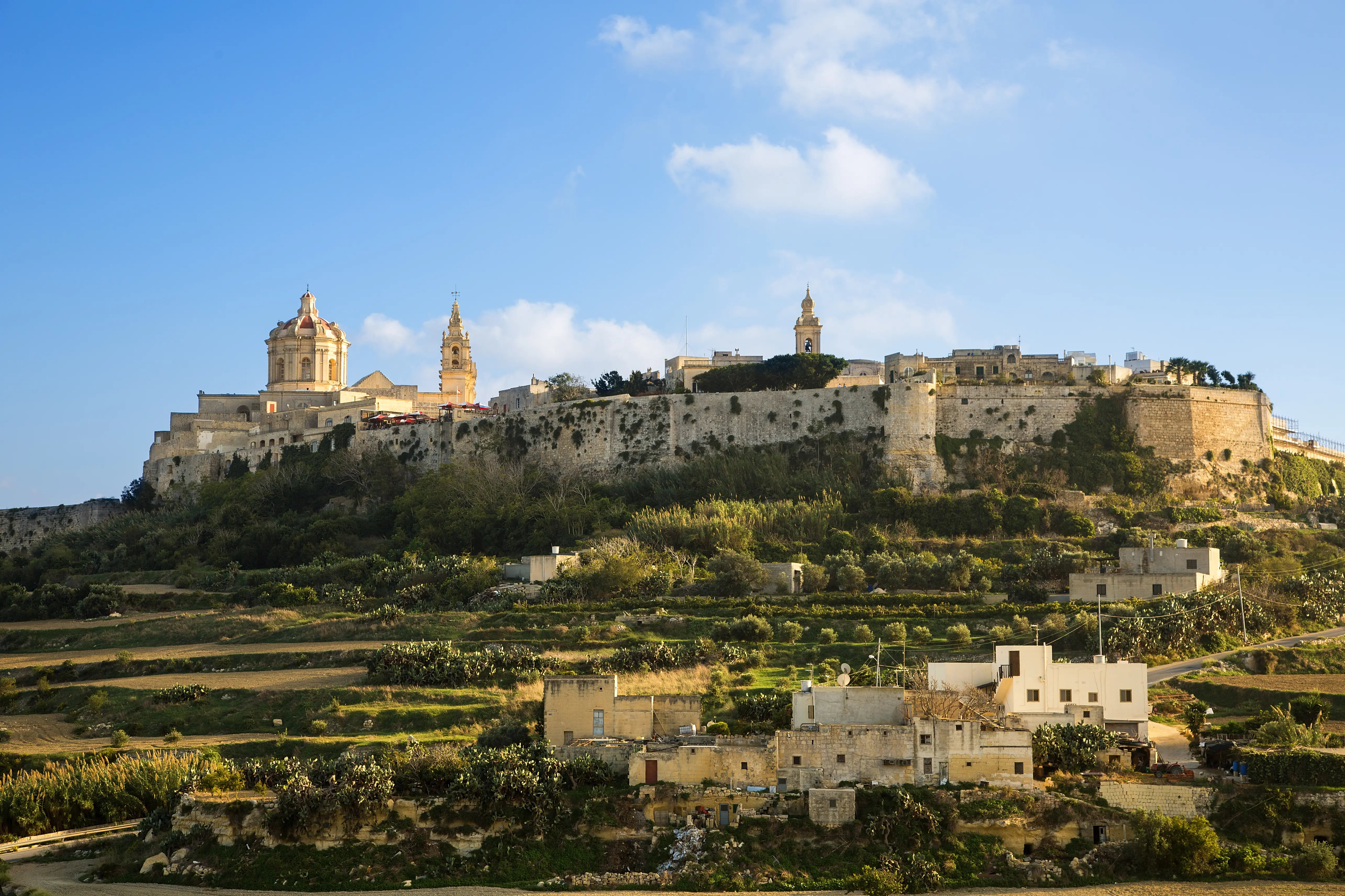 Outdoor image of the fortified city of Mdina in Malta.