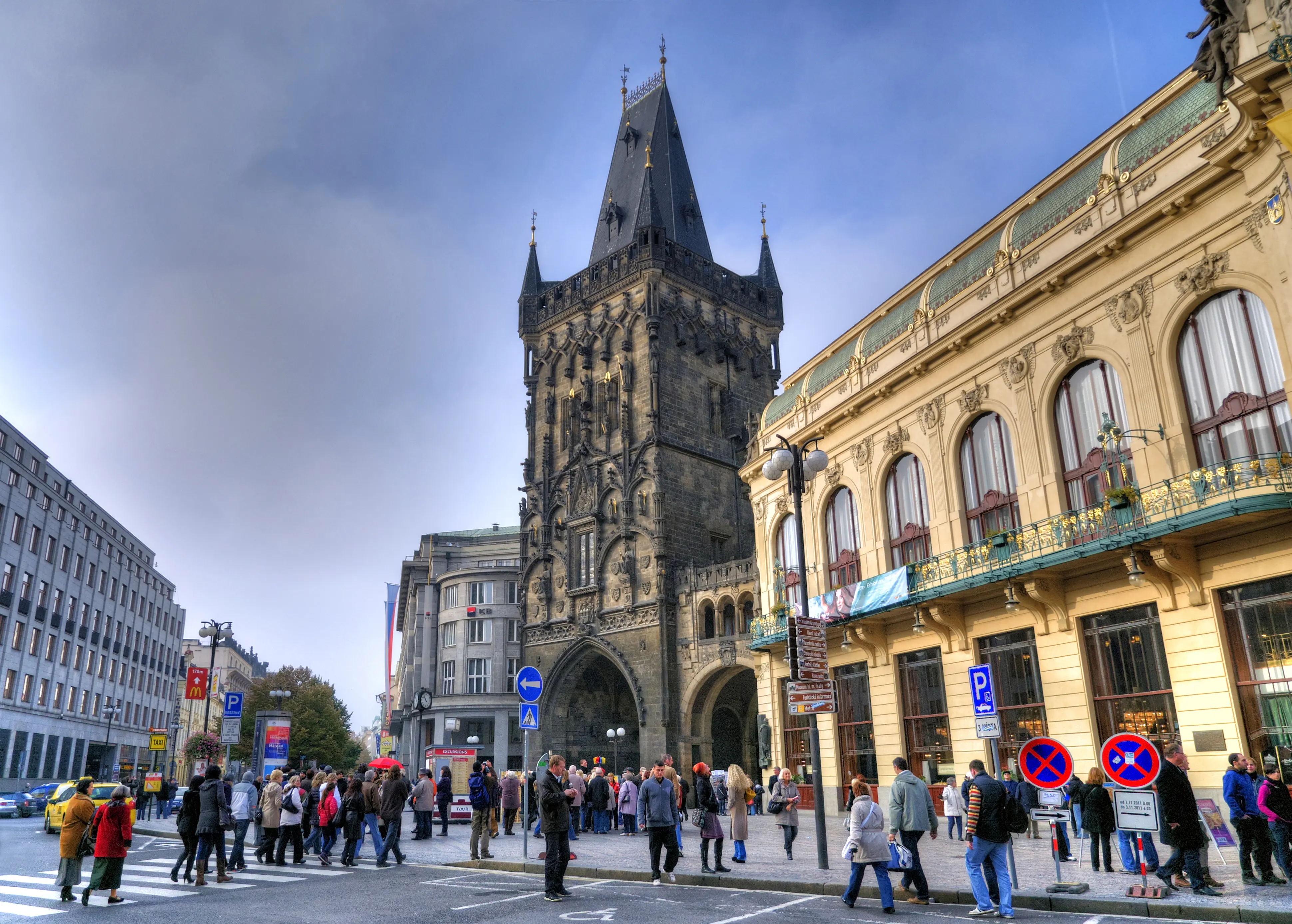 Street-level image of the Powder Tower in Prague