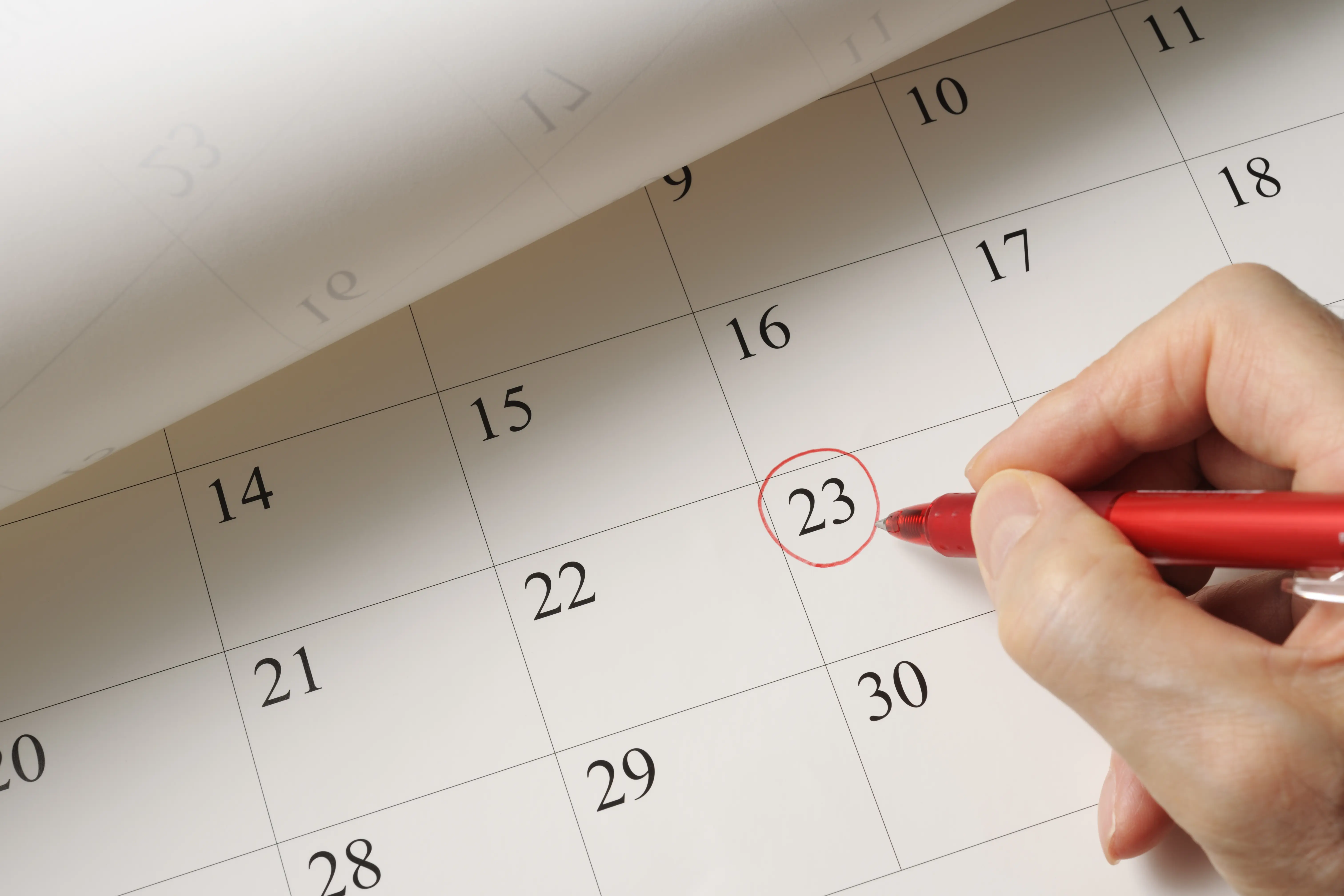 Circling a date on a calendar