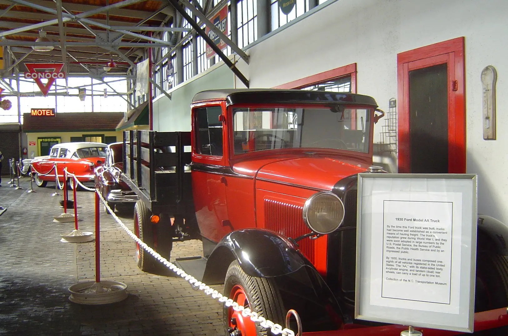 Interior picture of vehicles on display at the North Carolina Transportation Museum