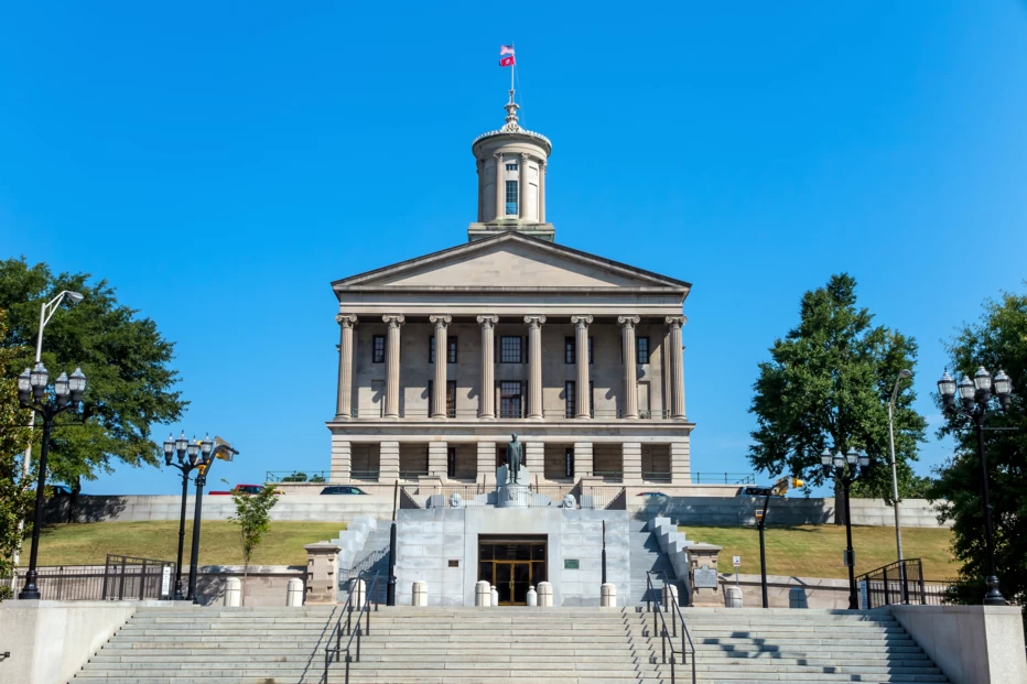 Exterior of Tennessee State Capitol in Nashville, Tennessee.