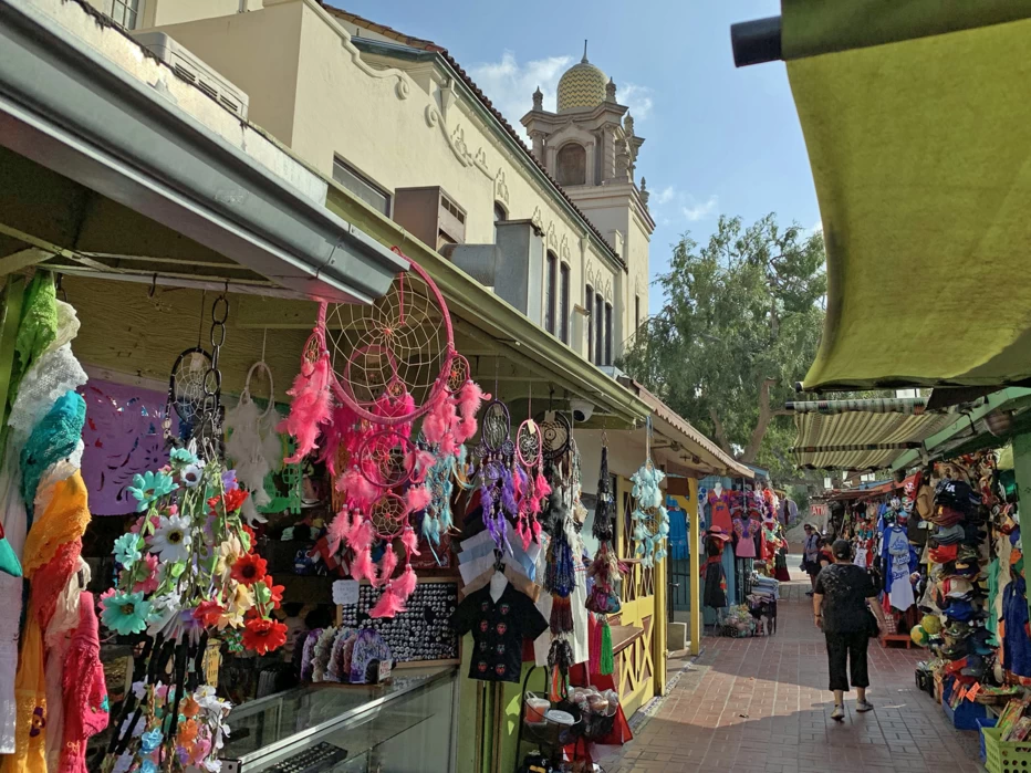Olvera Street is part of popular tourist attraction El Pueblo de Los Angeles Historical Monument.