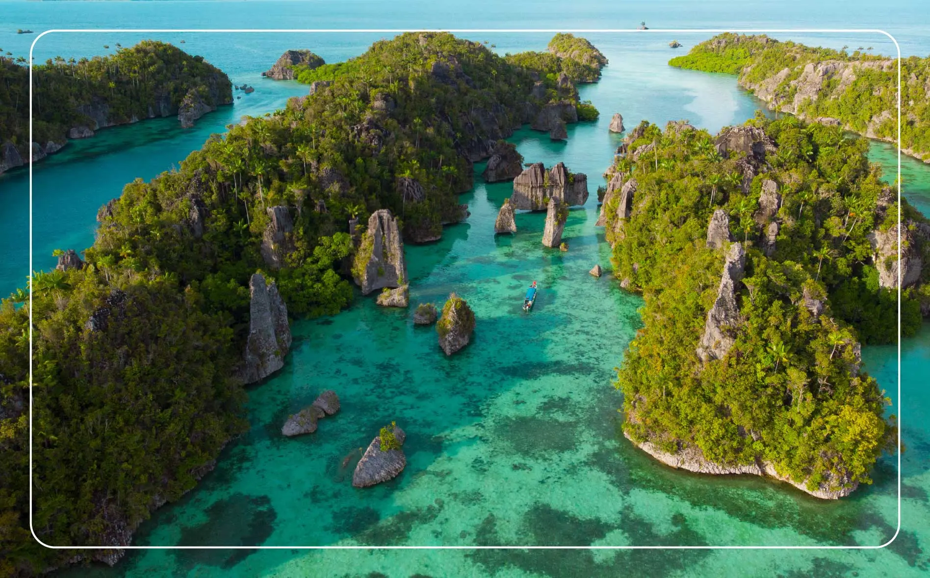 An aerial view of the Raja Ampat archipelago.