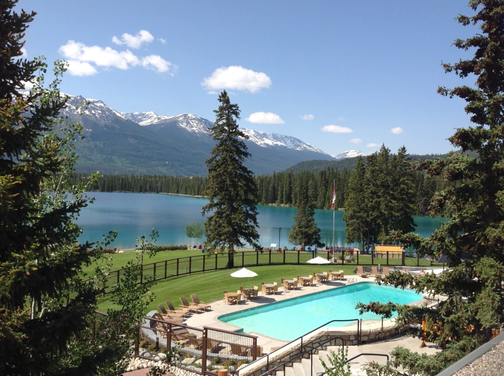 Jasper Park Lodge pool area in Jasper Alberta Canada.