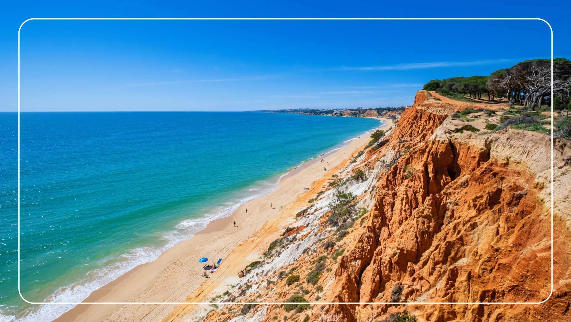 Image showing the red cliffs of Falésia Beach, Portugal