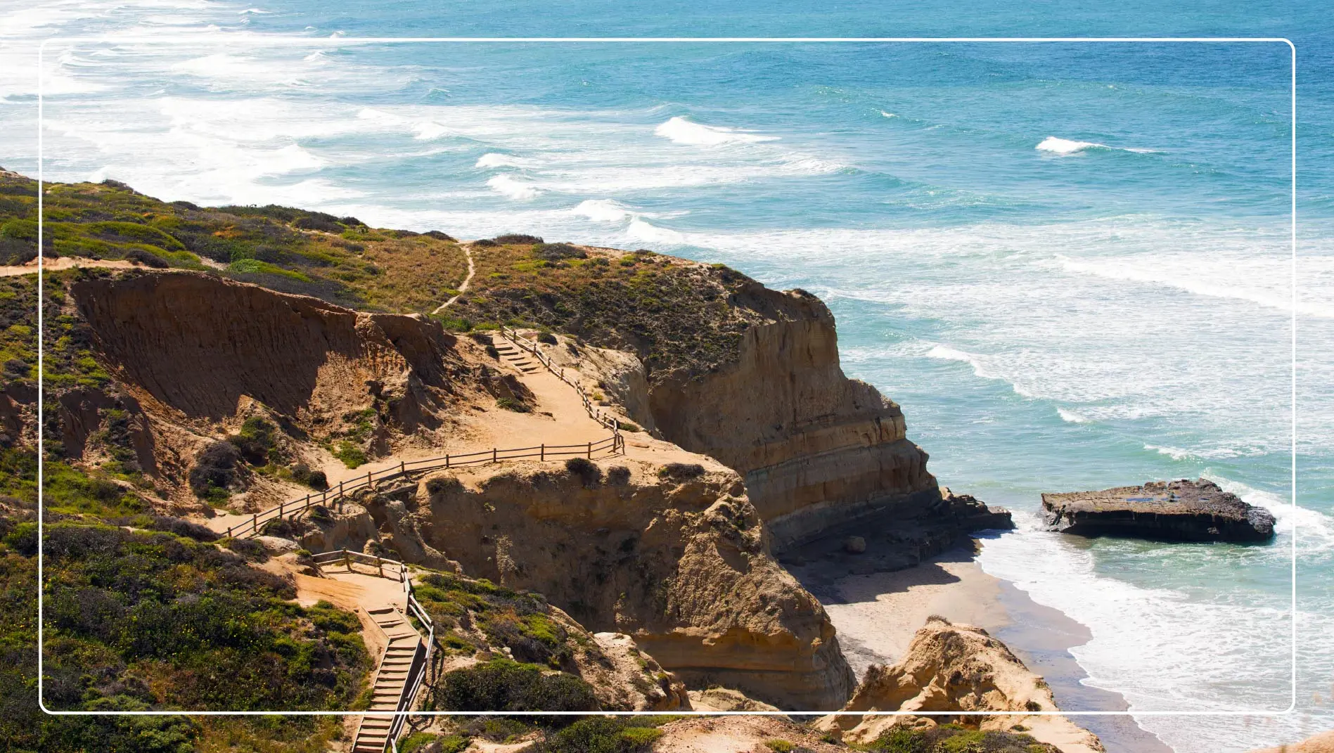 View of the beautiful cliffs at the Torrey Pines State Natural Reserve