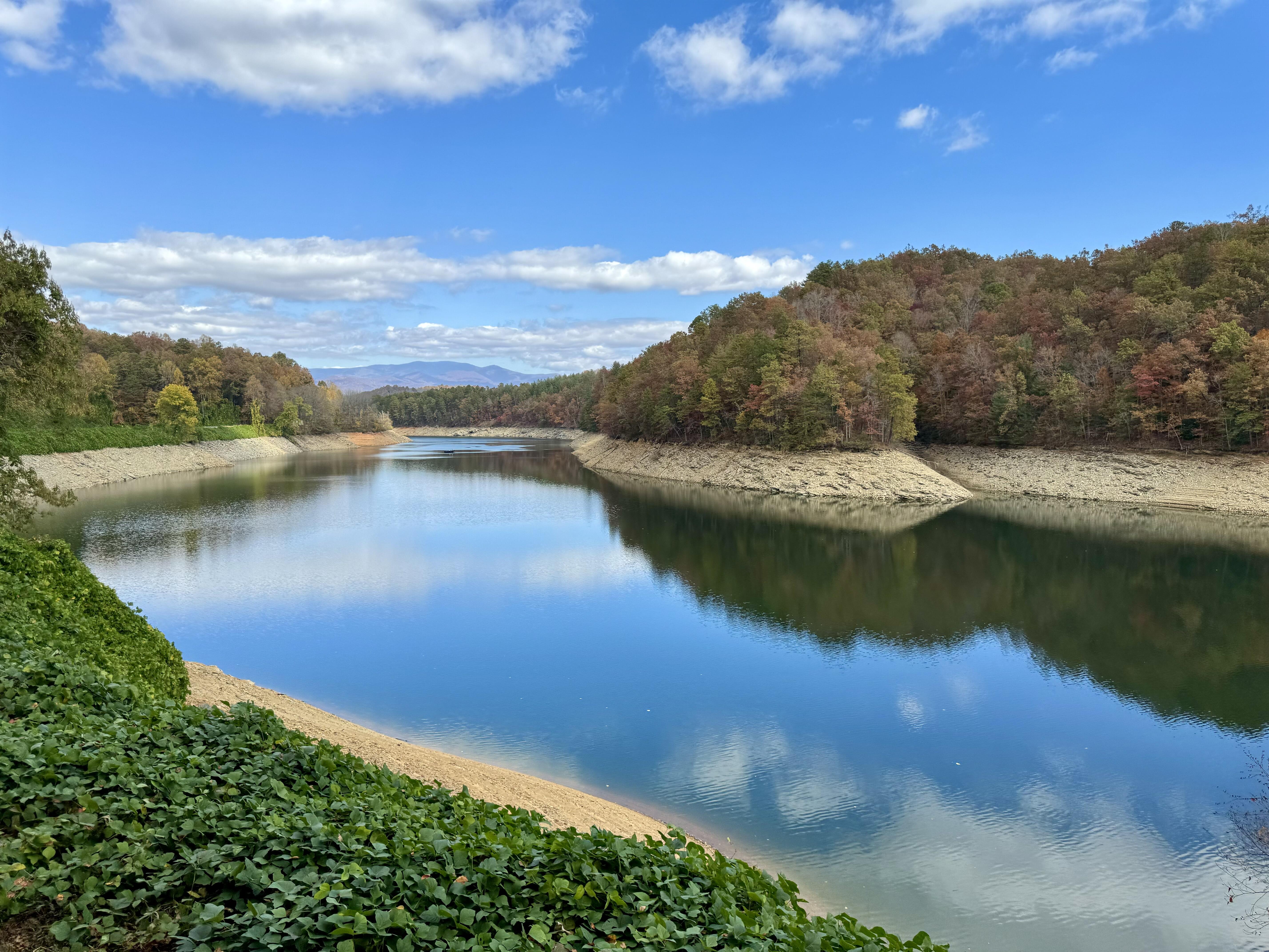 Image of lake against sky, Swain County, North Carolina.