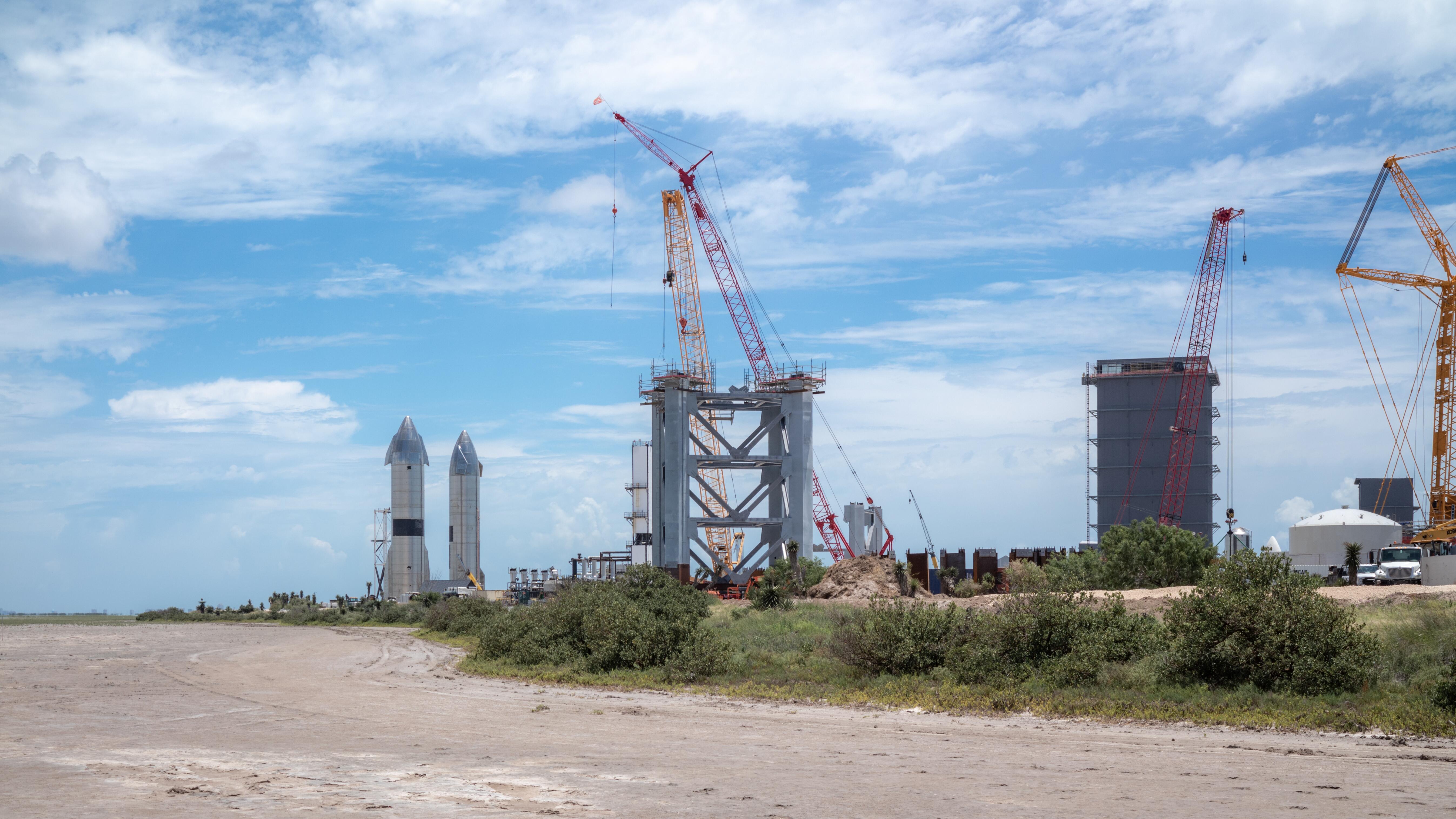 Outdoor image of the rocket launch facility at Boca Chica Beach