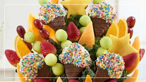 A dozen chocolate-covered strawberries from Fruit Bouquets make a great food gift idea.