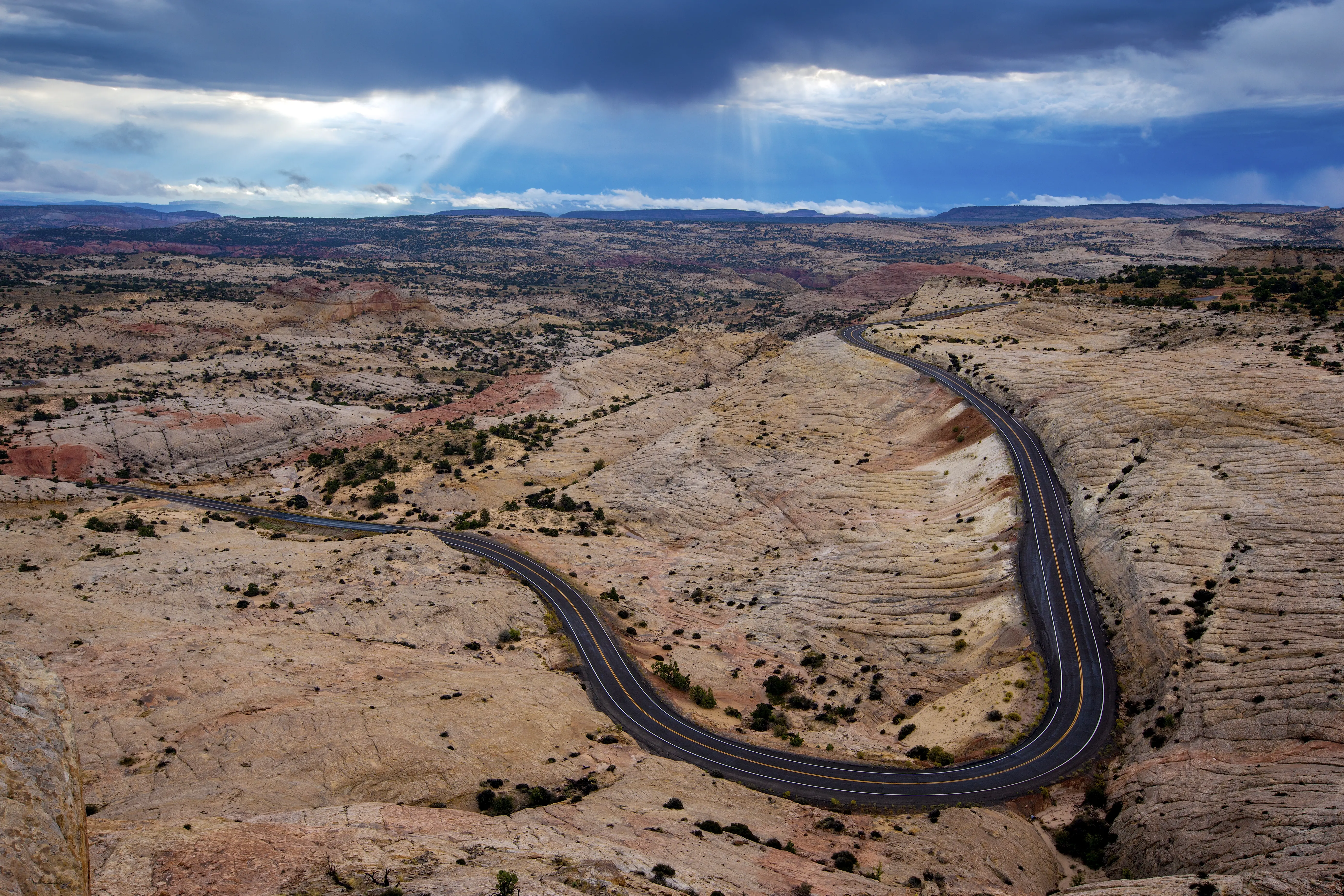 Outdoor image of a clearing Storm over Highway 12, Grand Staircase Escalante National Monument, Utah.