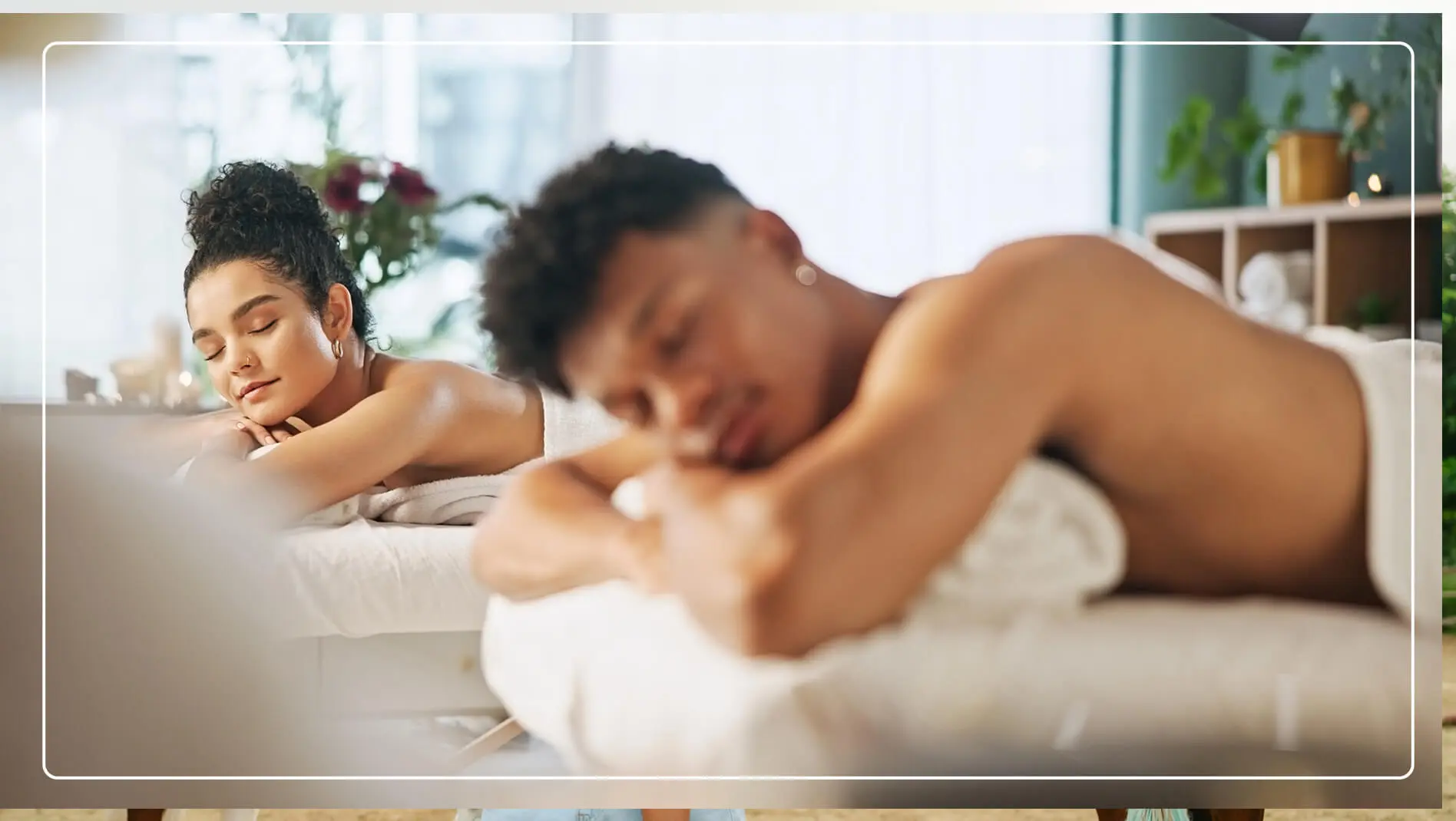A couple enjoying a relaxing massage.