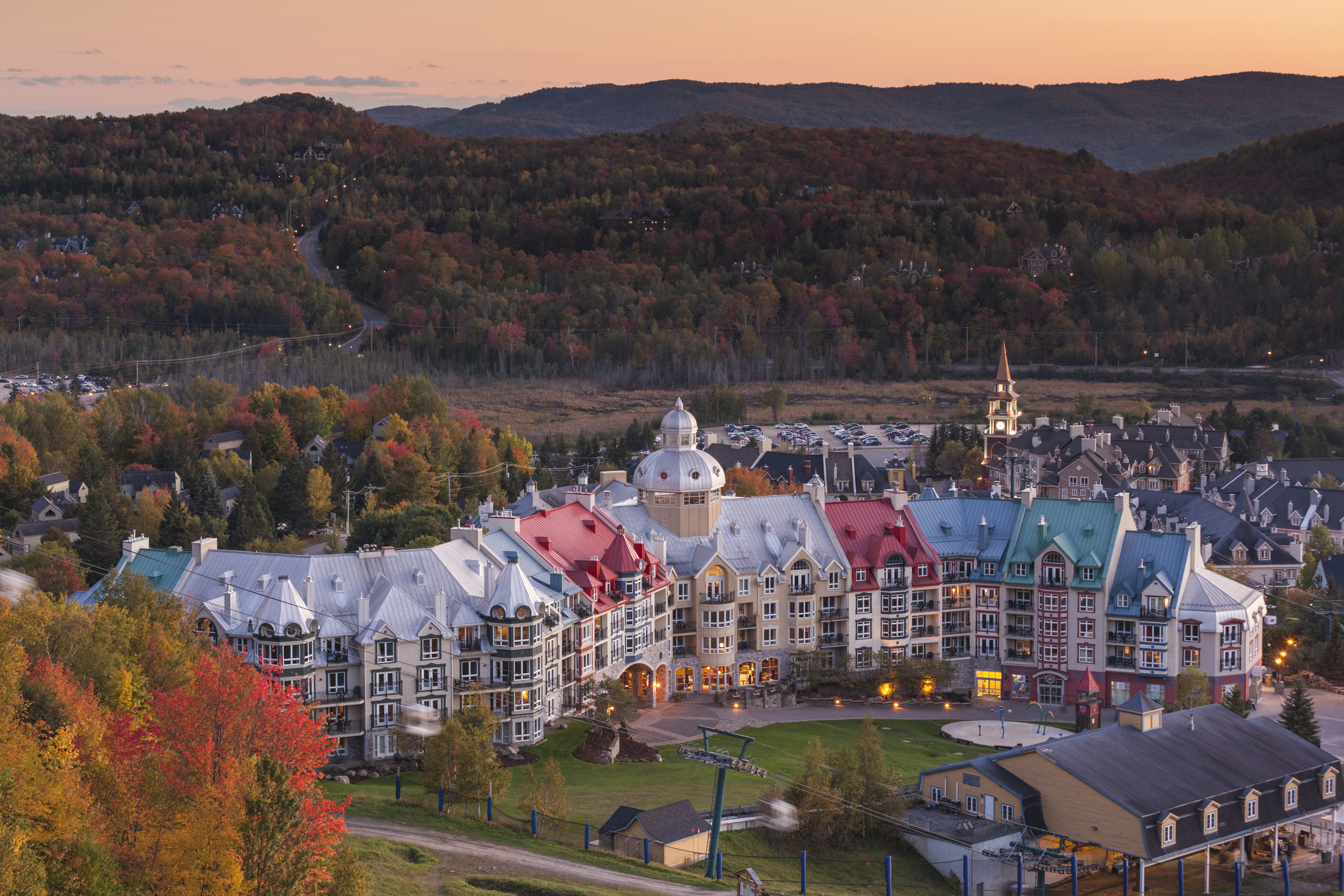 Aerial image of Mont Tremblant in the fall.