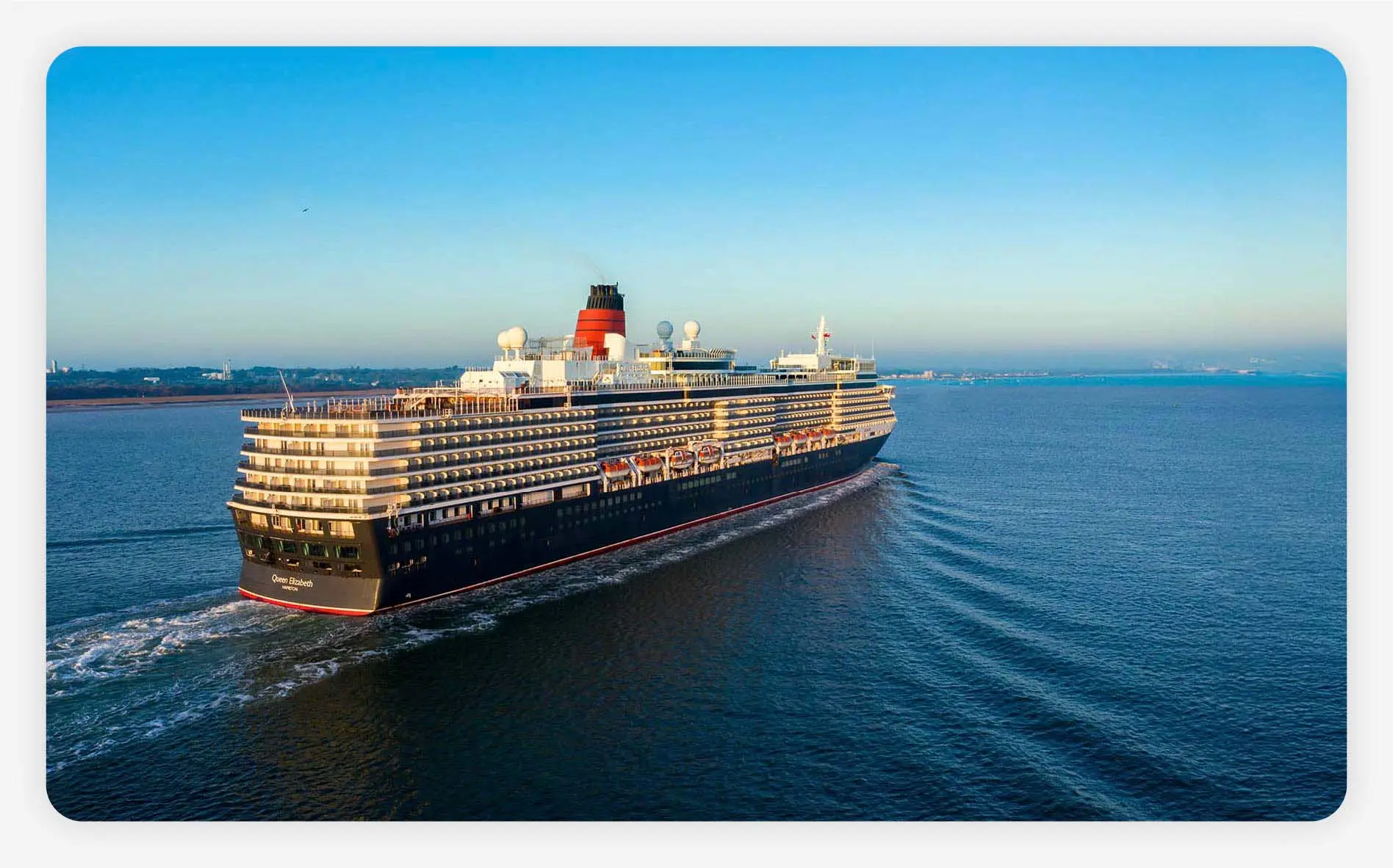 Cunard cruise ship out on the open ocean
