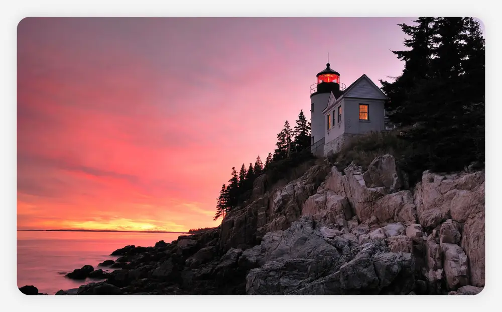 The Bass Harbor Head Light Station at sunset