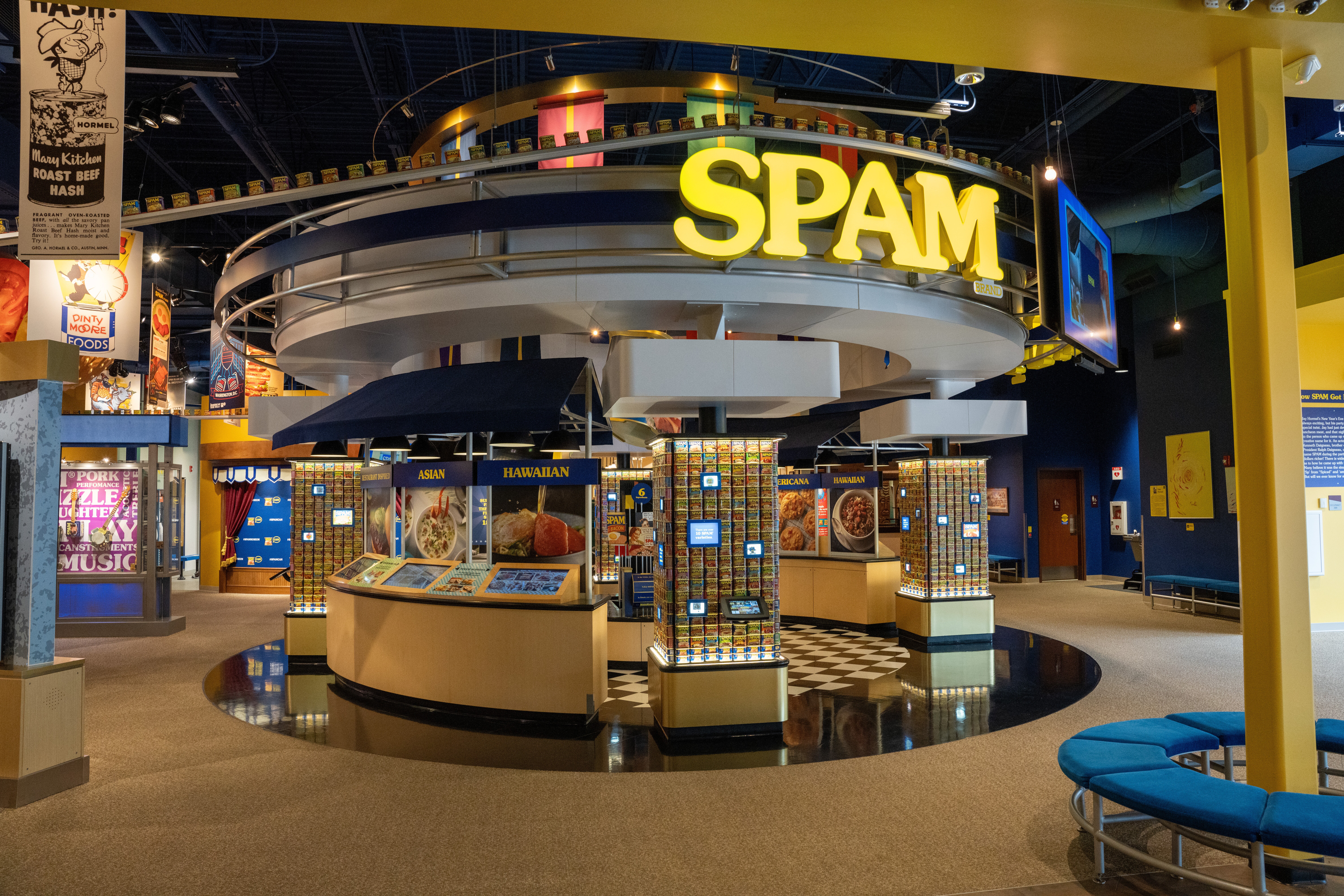 Interior image of exhibits within the SPAM Museum, in Austin, Minnesota.