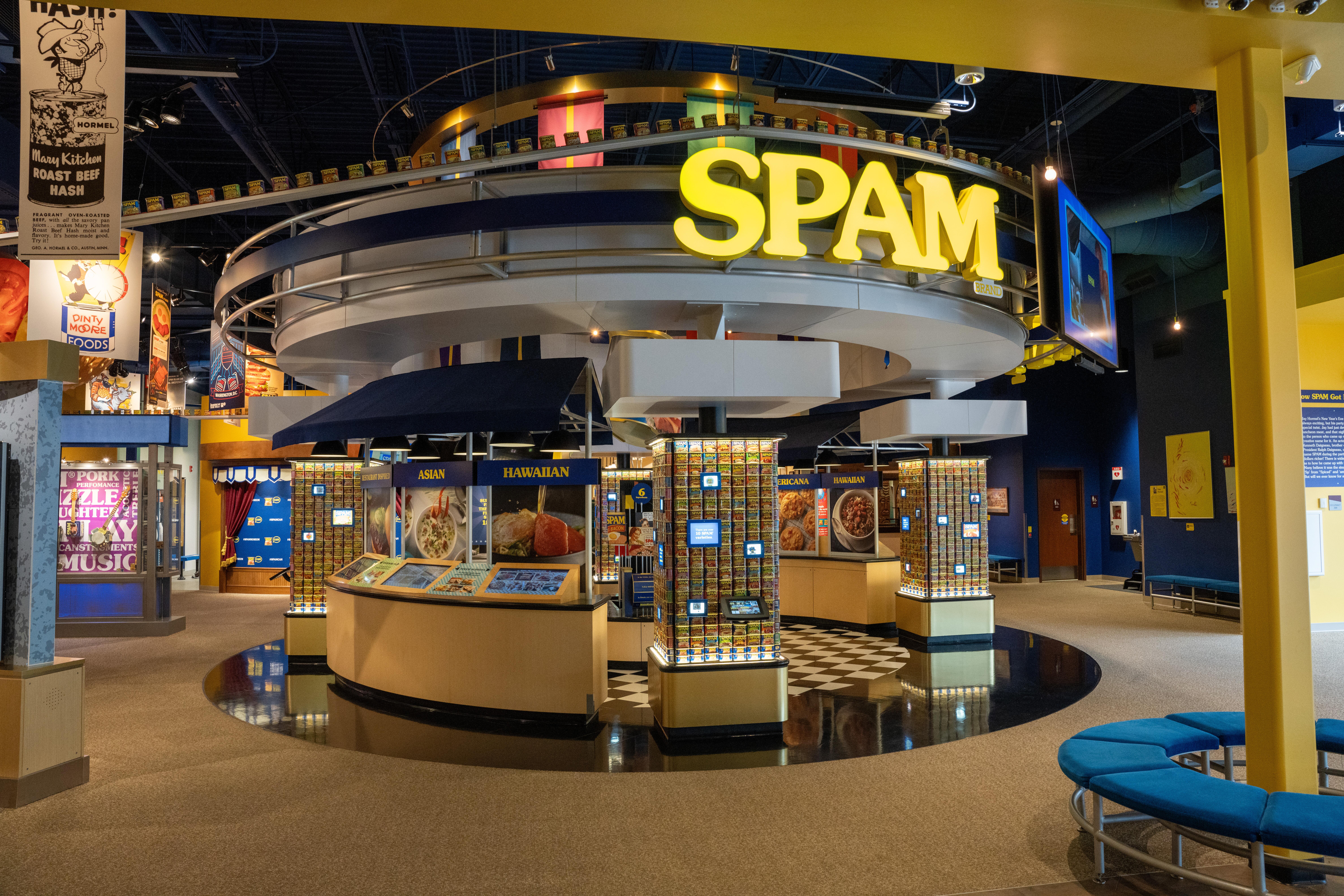 Interior image of exhibits within the SPAM Museum, in Austin, Minnesota.