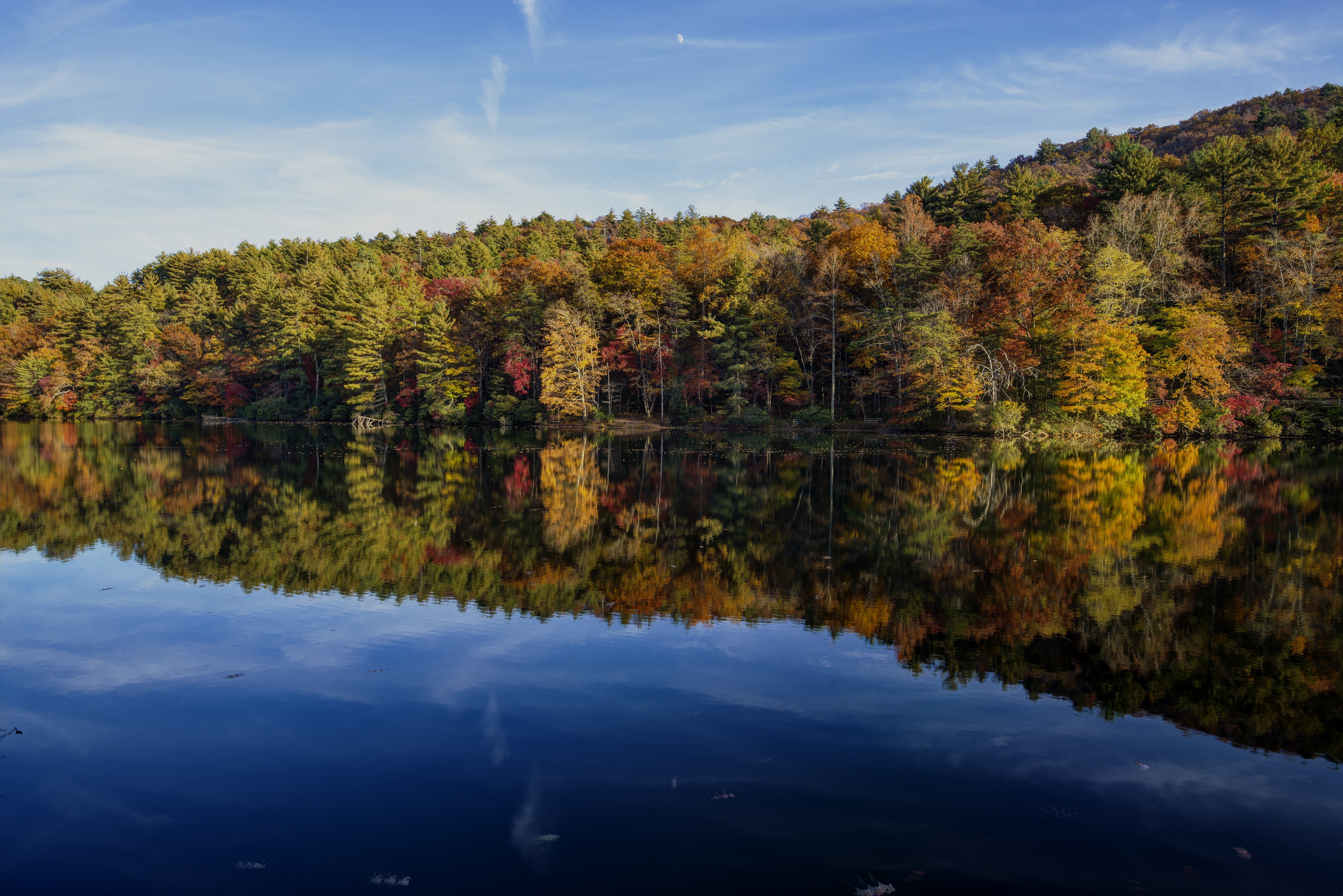 Image of the lake at Vogel State Park in the fall season.